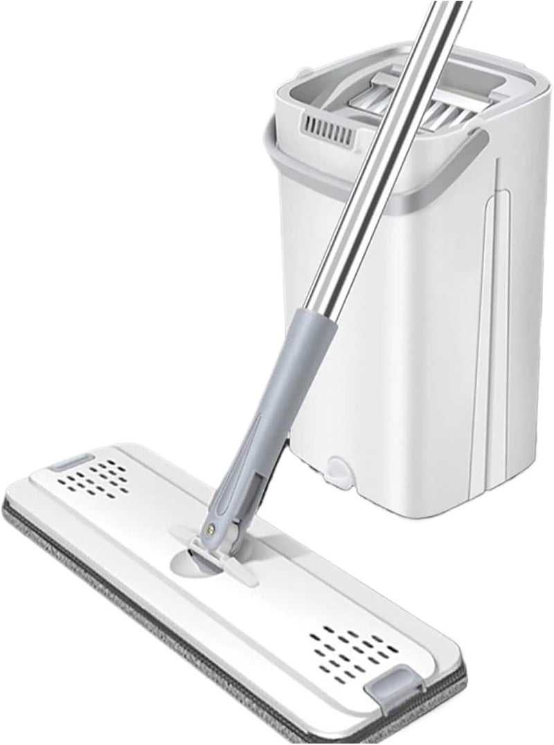 Mop and Bucket Set with One Wet and Dry Microfiber Pad, Home Floor Cleaning System for Floors and Wi