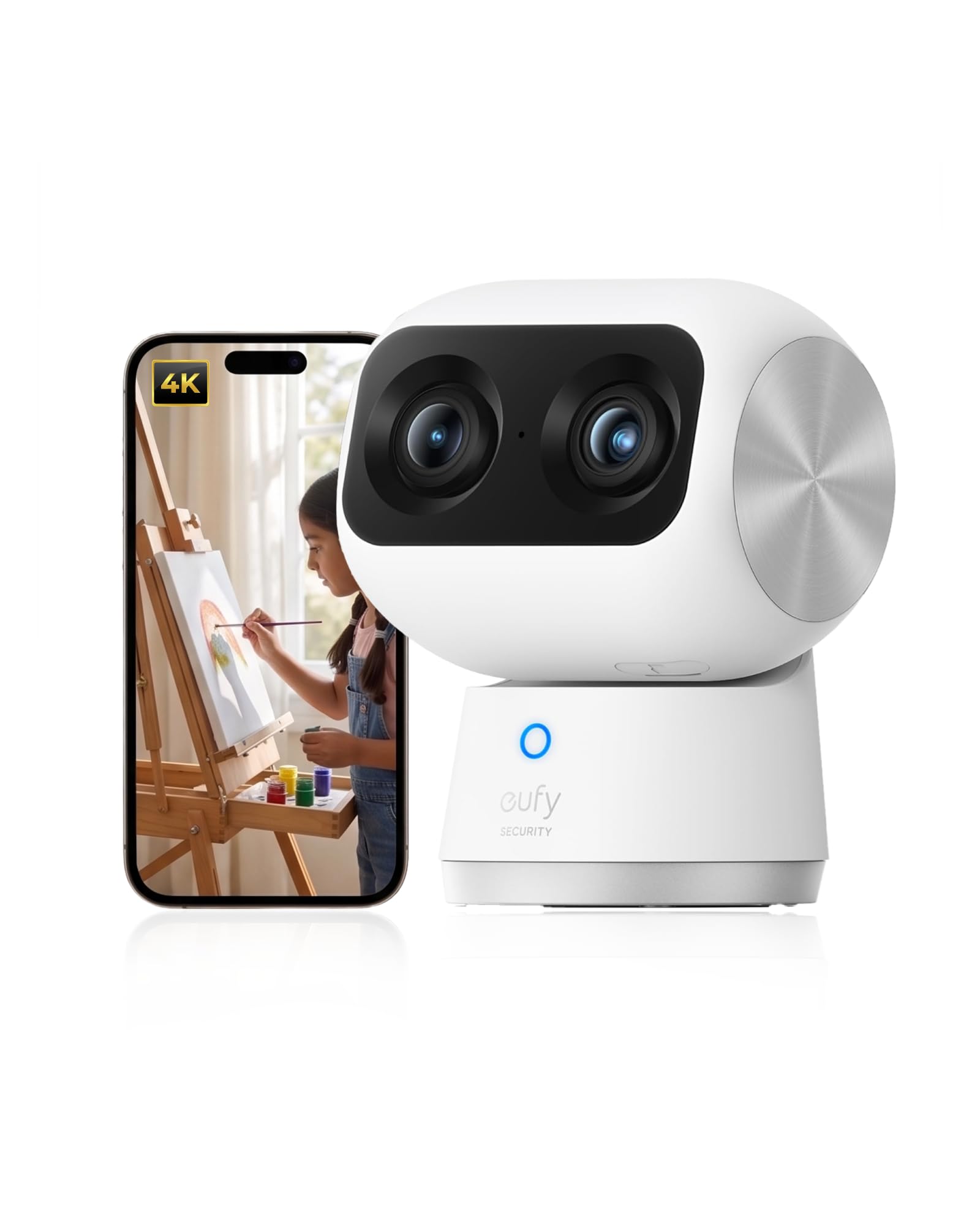 كاميرا مراقبة داخلية S350 مزدوجة بدقة 4K UHD مع تكبير 8 مرات وPTZ 360 درجة من يوفي، مثالية لمراقبة الأطفال/كاميرا الحيوا