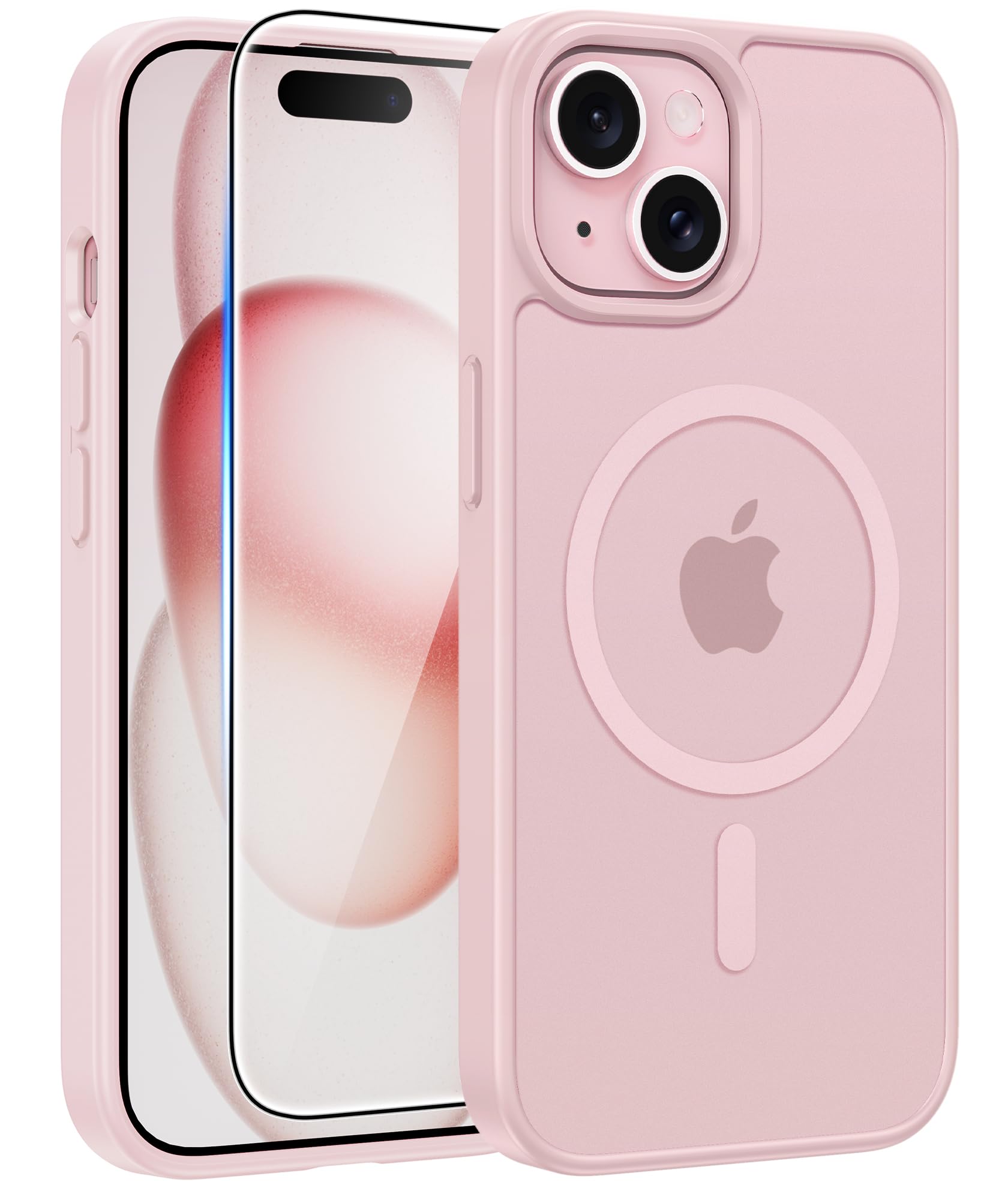 FNTCASE for iPhone 15 Case: for iPhone 14 Case & iPhone 13 Case [Compatible with Magsafe] Translucent Matte Cases with [