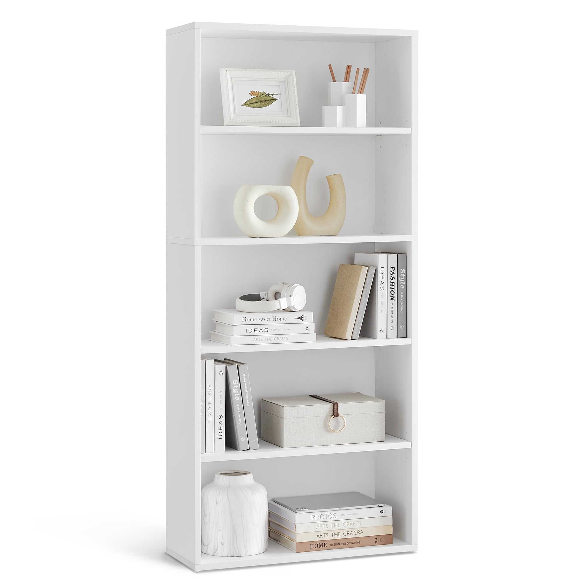 VASAGLE CUSTOS Collection - Bookshelf, 5-Tier Bookcase, Book Shelf, Open Storage Shelf, 9.4 x 23.6 x