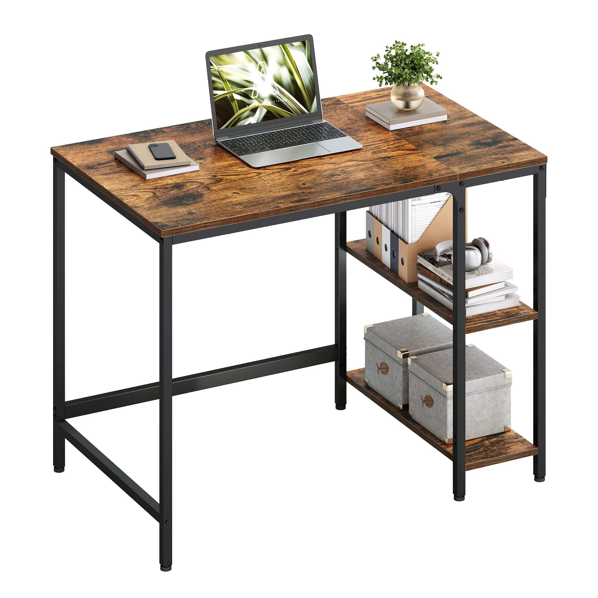 VASAGLE Computer Desk, Office Desk, 100 x 50 x 76 cm, Industrial Style, for Study, Bedroom, Living R