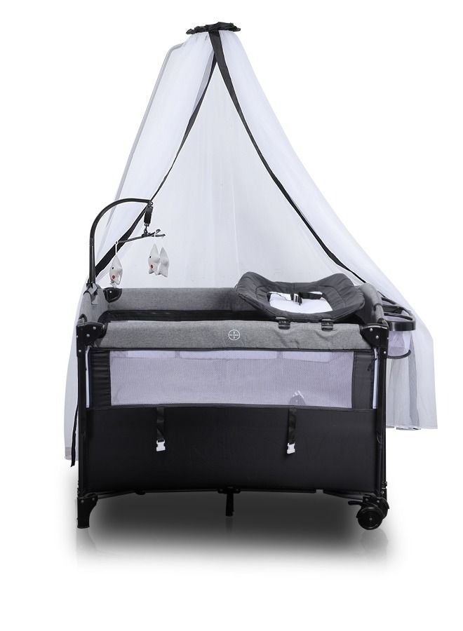 WALALLA Portable Baby Playard, 5-in-1 Pack and Play, Baby Bedside Sleeper with Bassinet, Multifunction Bedside Crib from