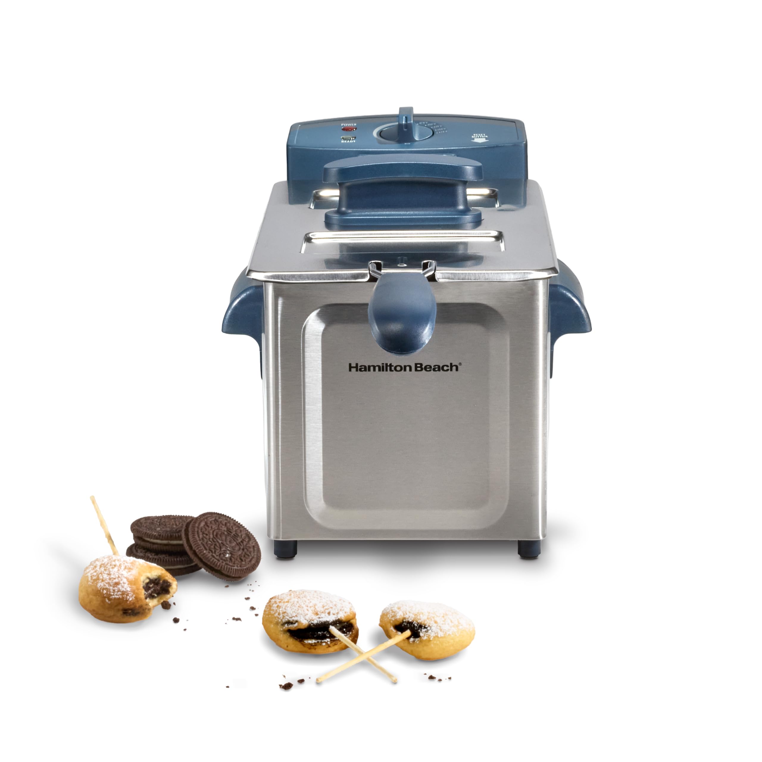 Hamilton Beach Family Style Electric Deep Fryer, Includes Frying Basket with Hooks, 1500 Watts, Easy Detach Magnetic Cor