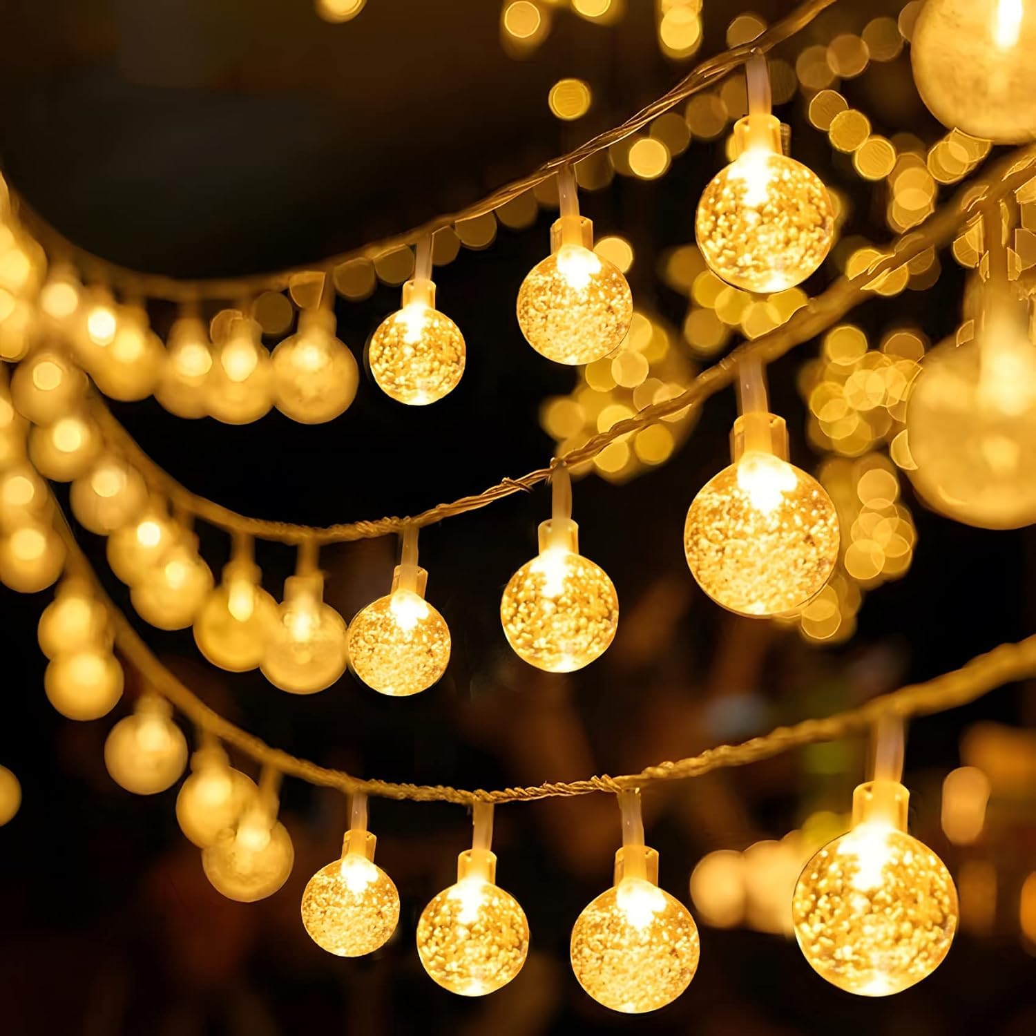شريط مصابيح كروي من انجاليا من 80 مصباح LED يعمل بالبطارية وبجهاز تحكم عن بعد، مصابيح معلقة مقاومة للماء للاستخدام الداخ