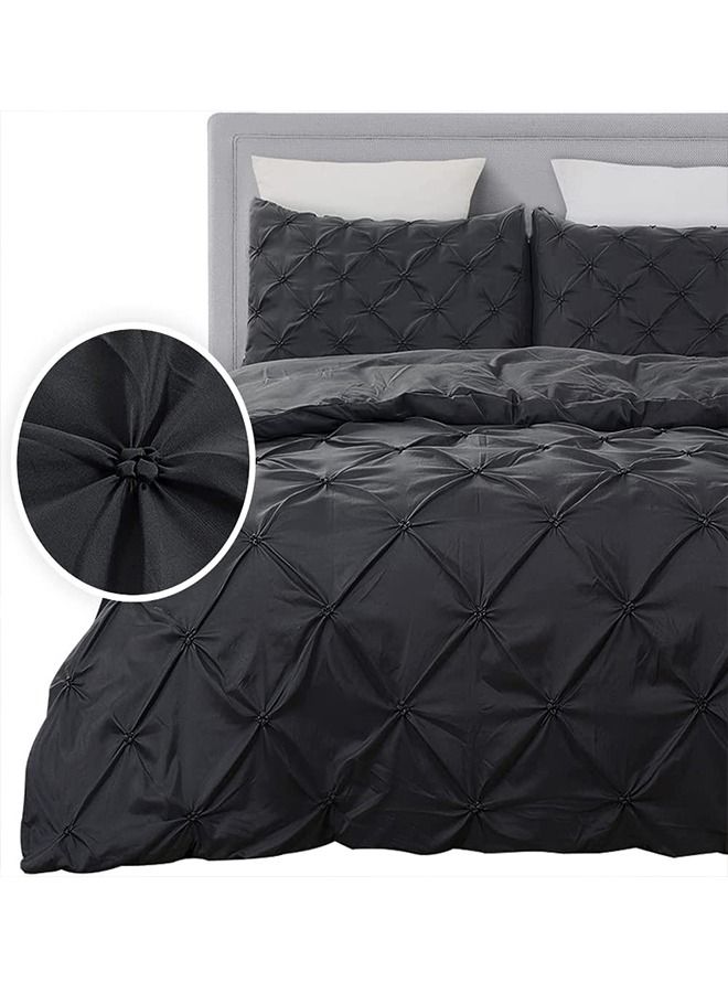 Arabest 3 Pieces Pinch Pleated Luxuriously Soft 100% Microfiber Bedding Duvet Cover Set 1 Duvet Cover 220x240cm and 2 Pi