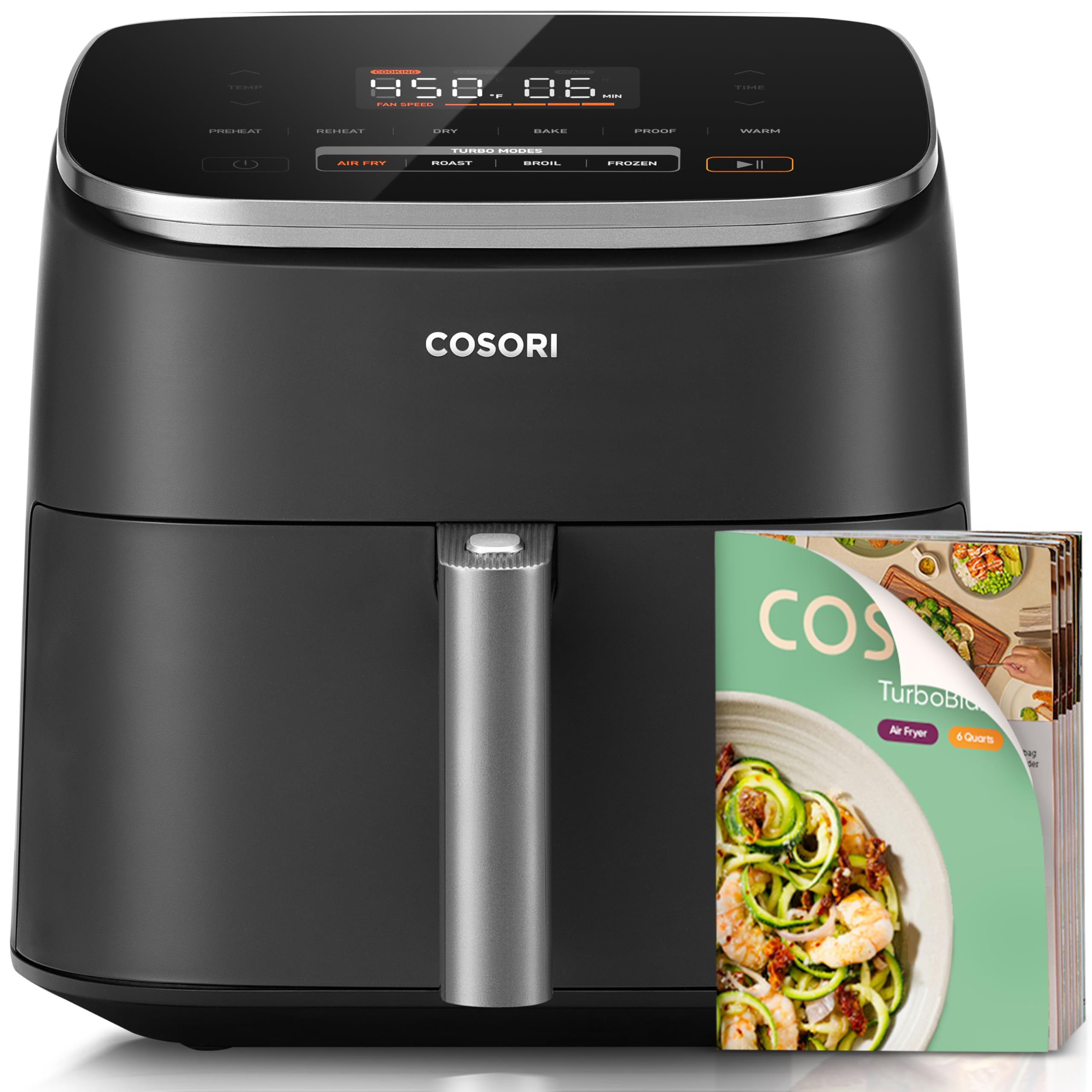 Cosori 9-in-1 TurboBlaze Air Fryer 6 Qt, PFAS-Free Ceramic Coating, 90°–450°F, Precise Heating for Even Results, Air Fry