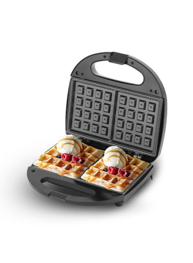 Electric Waffle Maker 750W Portable Dual-Slice Belgian Waffle Iron with Non-Stick Plates, Indicator Lights, and Cool-Tou