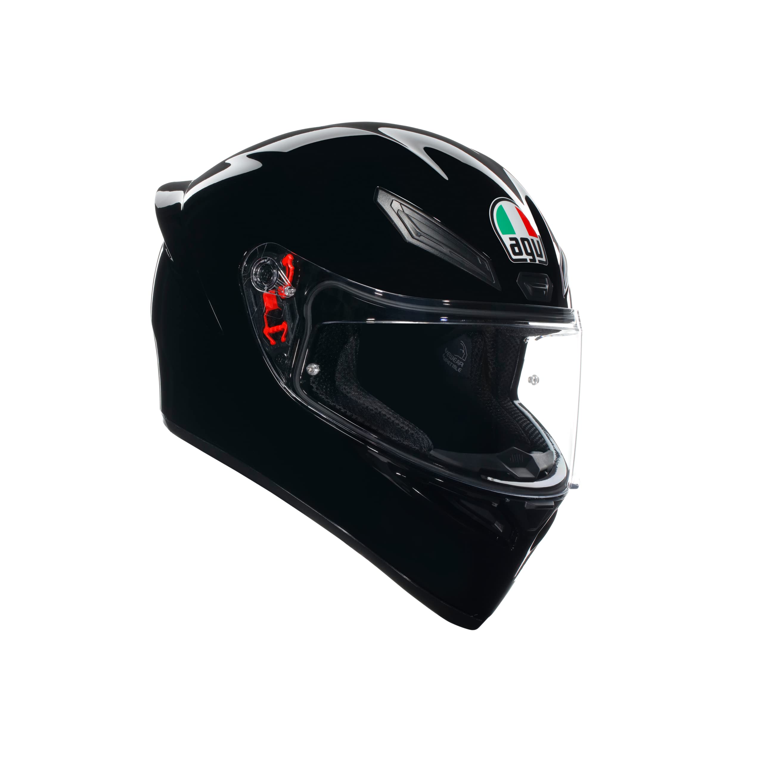 AGV - خوذة K1 S E2206، خوذة دراجة نارية لكامل الوجه، ECE، للرجال، نمط سباق مع كابح، مدخل هواء وقناع مقاوم للخدش، مجال رؤ