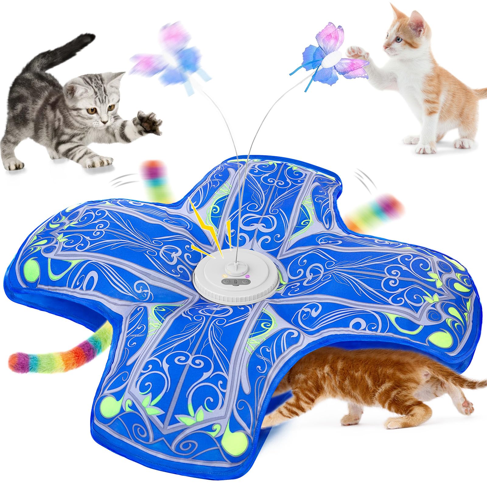 Interactive Cat Toys for Indoor Cats,[Newly Upgraded] Rechargeable Touch Activated Hide and Seek Kitten Toys for Bored I