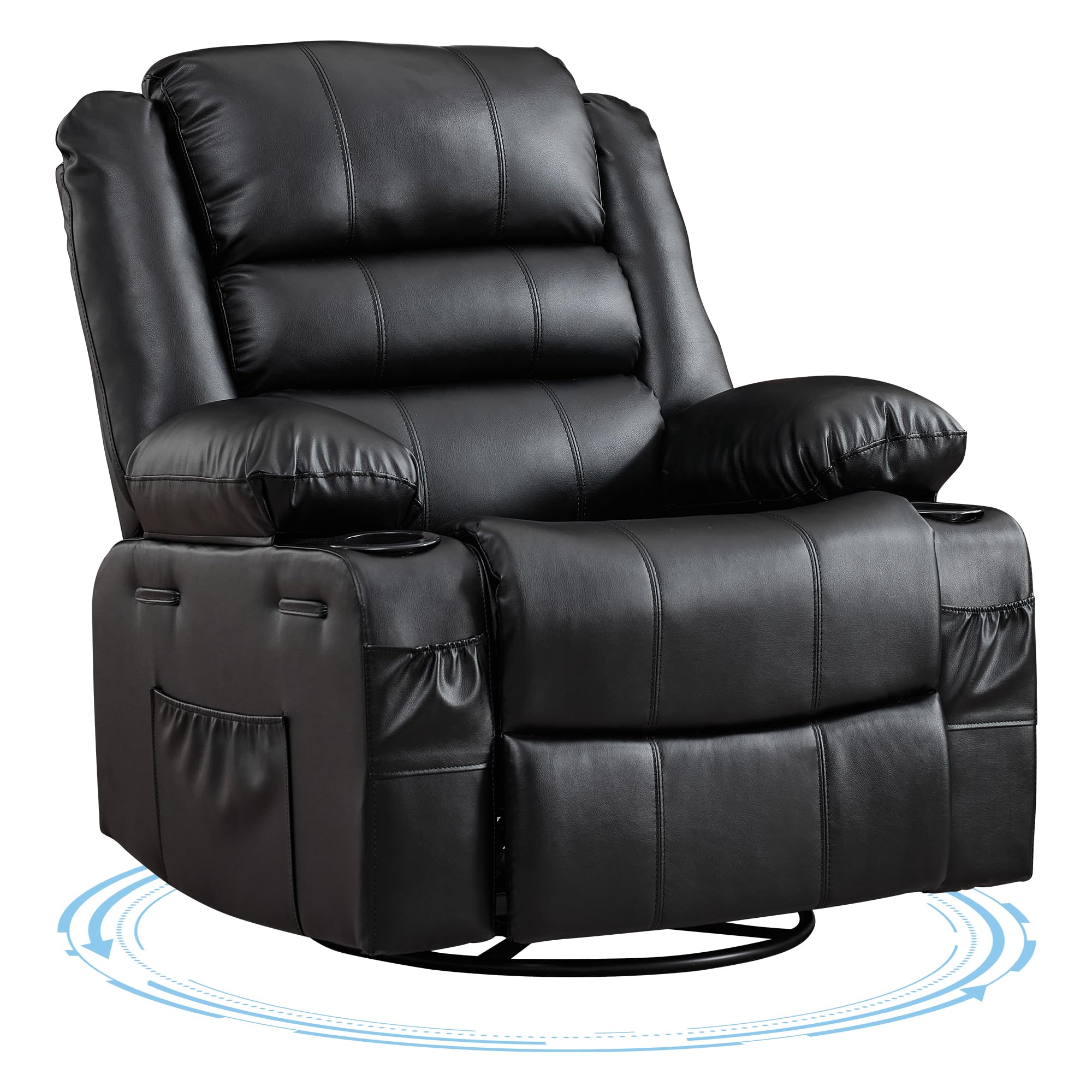 Rocking Recliner Chair for Adults Wide 360° Swivel Rocker Recliner with Cup Holder Nursery Glider wi
