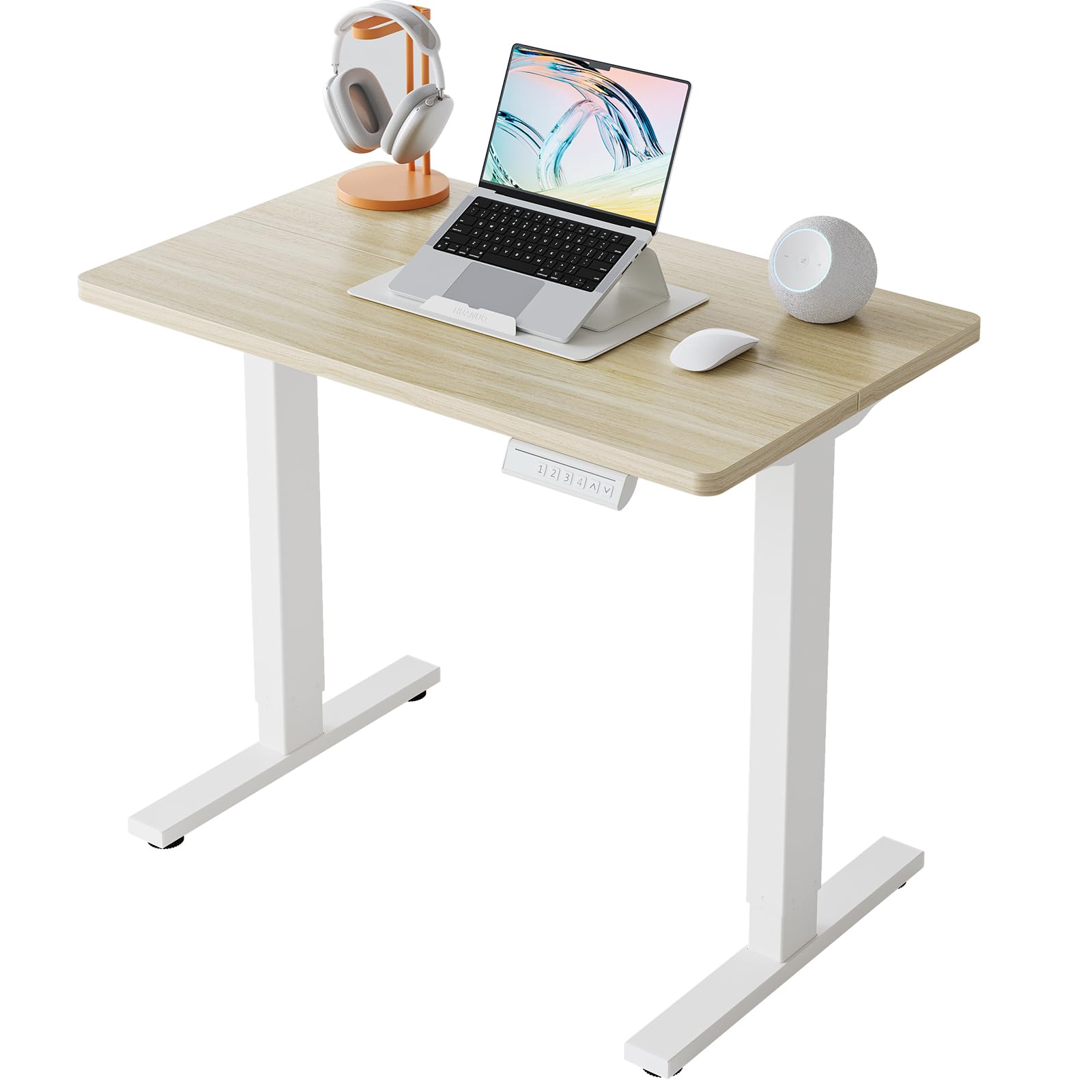 HUANUO 32" Small Electric Standing Desk Adjustable Height, 4 Memory Height Settings, Sit Stand Up De