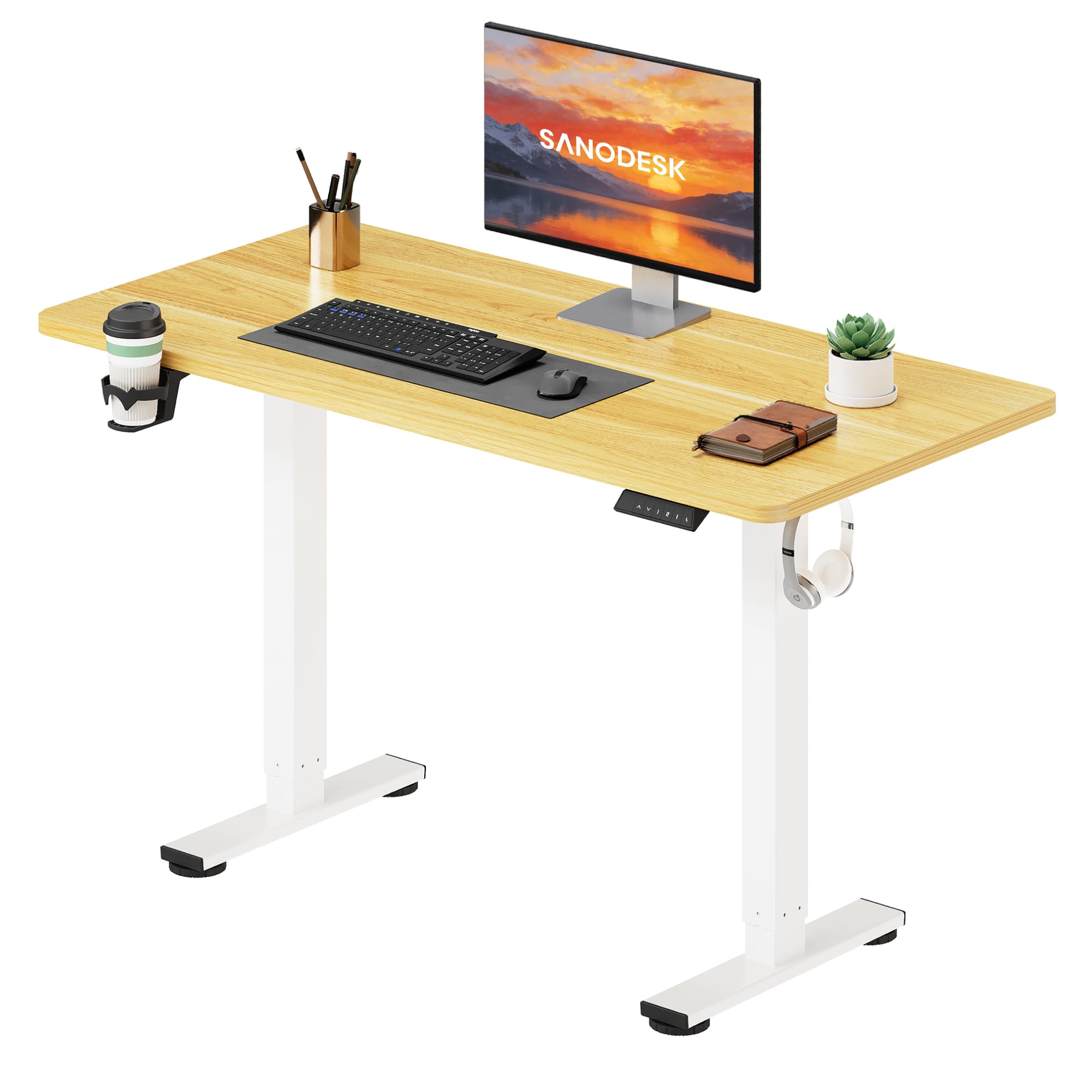 SANODESK Electric Standing Desk ONE PIECE 120 * 60 Height Adjustable Desk With Memory Smart Panel Si
