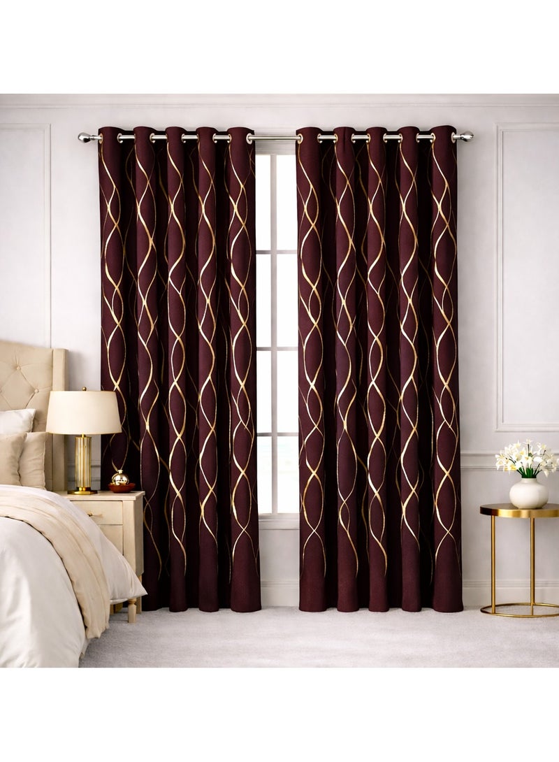 Bliss Casa Embossed Blackout Curtain Panels 140×240 cm – Thermal Insulated, Noise Reducing, Light & UV Blocking Grommet 