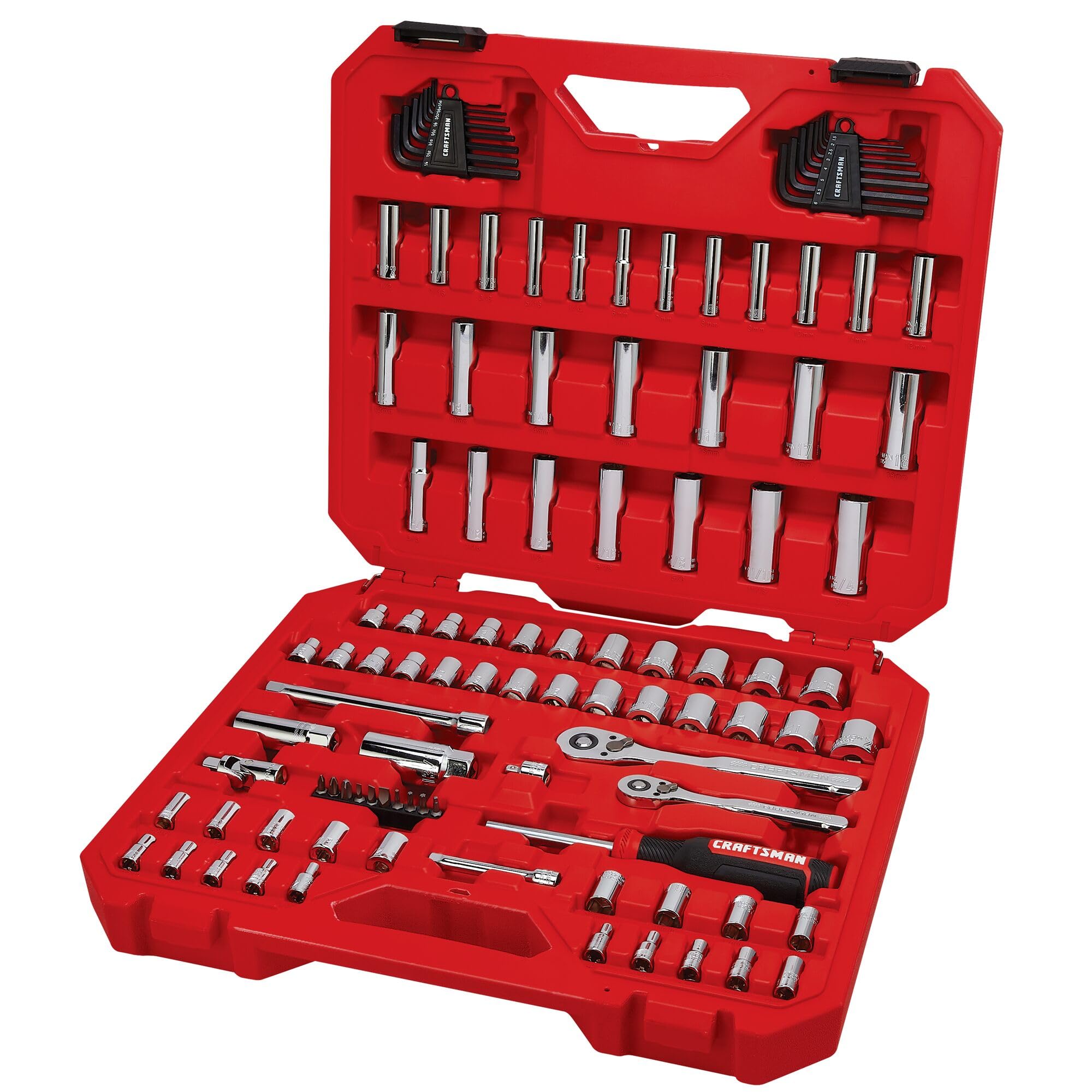 CRAFTSMAN Mechanics Tool Set 105 Pcs, Standard (SAE) and Metric with Case , 1/4 and 3/8 Inch Drive C