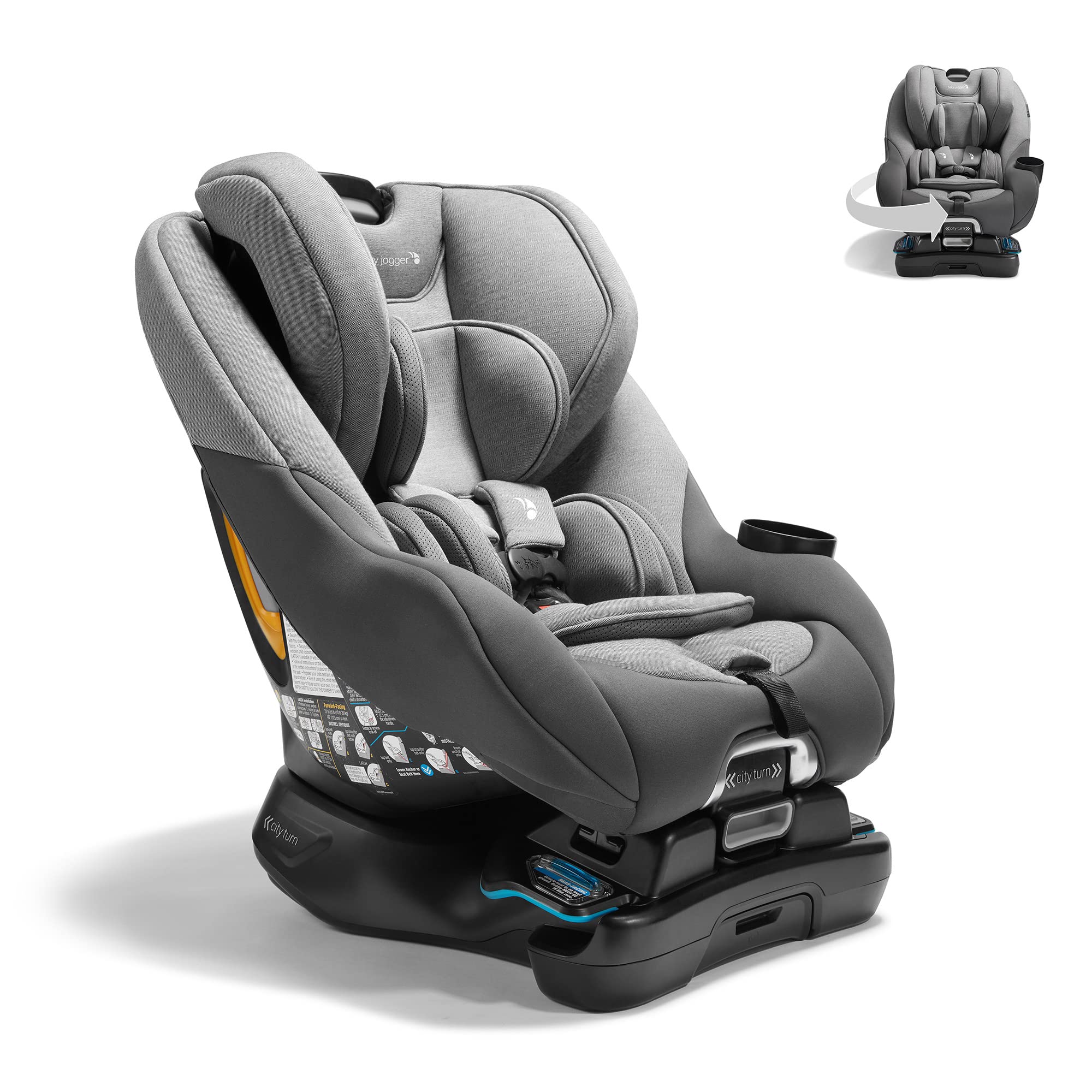 Baby Jogger® City Turn Rotating Car Seat with 180-Degree Turn, Lightweight Convertible Car Seat, Rear Facing to Forward