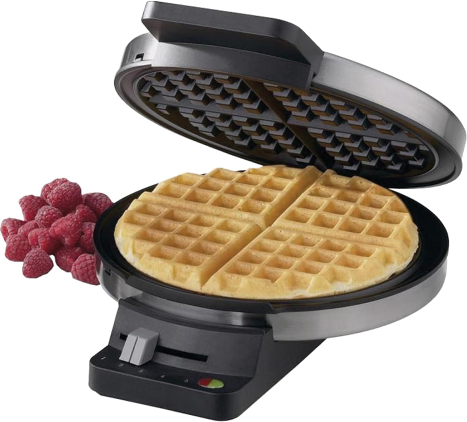 Cuisinart Waffle Maker, 1250W Round Classic Waffle Iron, 5-Setting Adjustable Browning Control, WMR-CAP2, Brushed Stainl