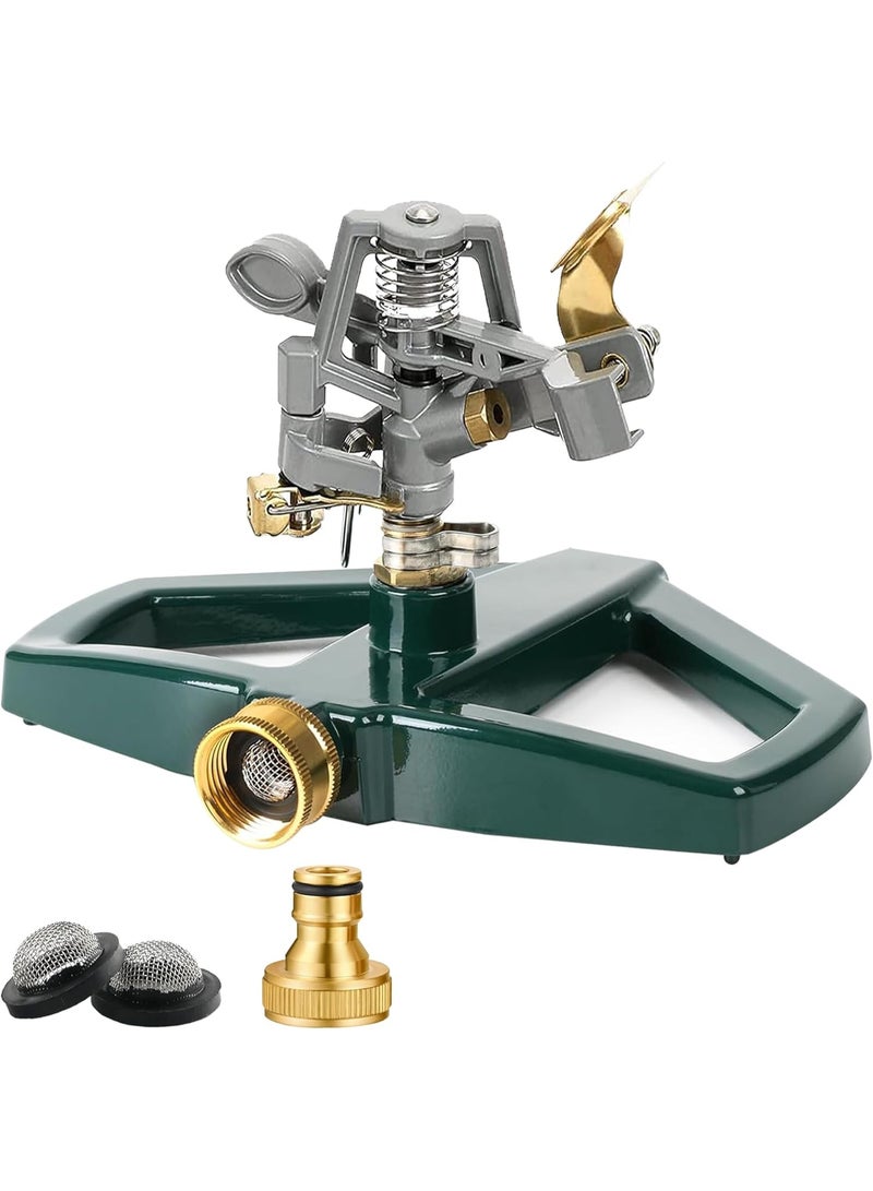 Relex Heavy Duty Impact Sprinkler for Lawn and Garden with Metal Zinc Alloy Base, Automatic 360° Rotating Sprinkler Head