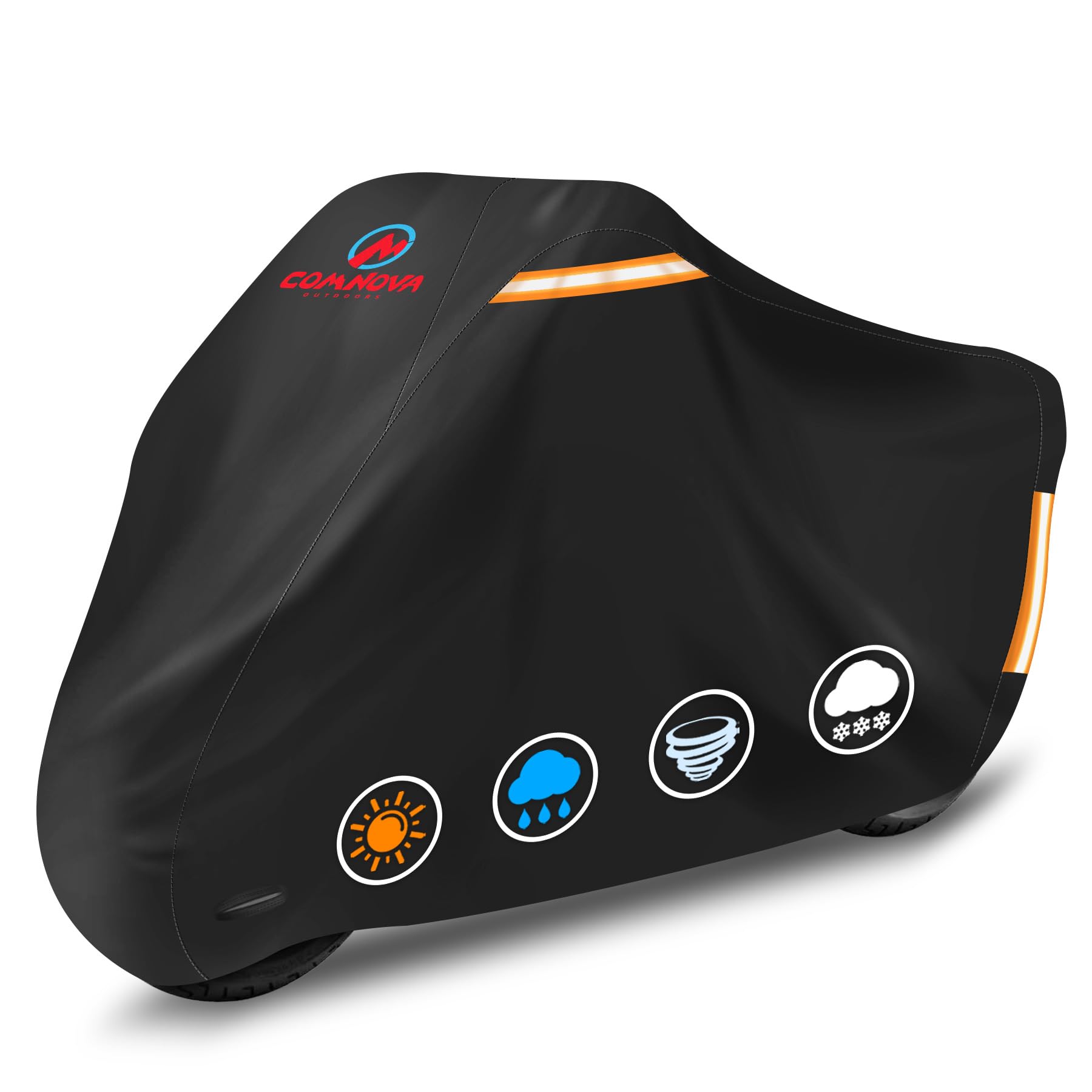 Comnova Motorcycle Cover 116 Inch - 600D Outdoor Motorbike Cover Waterproof with Lock Hole, Universa