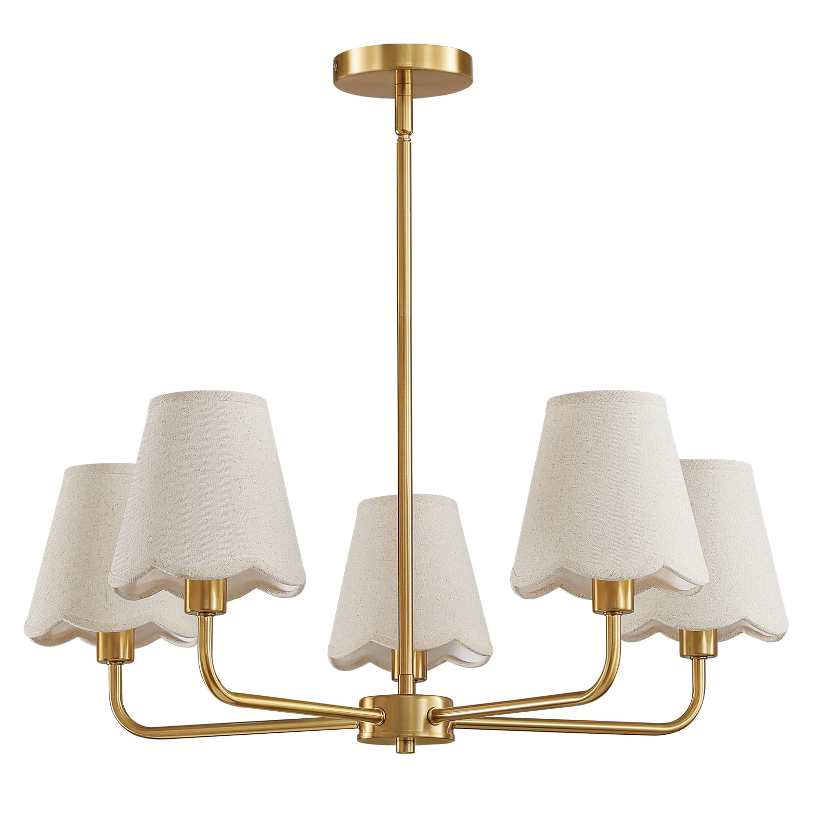 KAISITE Modern Gold Chandelier 5-Light Farmhouse Chandelier for Dining Room Industrial Dining Kitchen Light Fixture Over