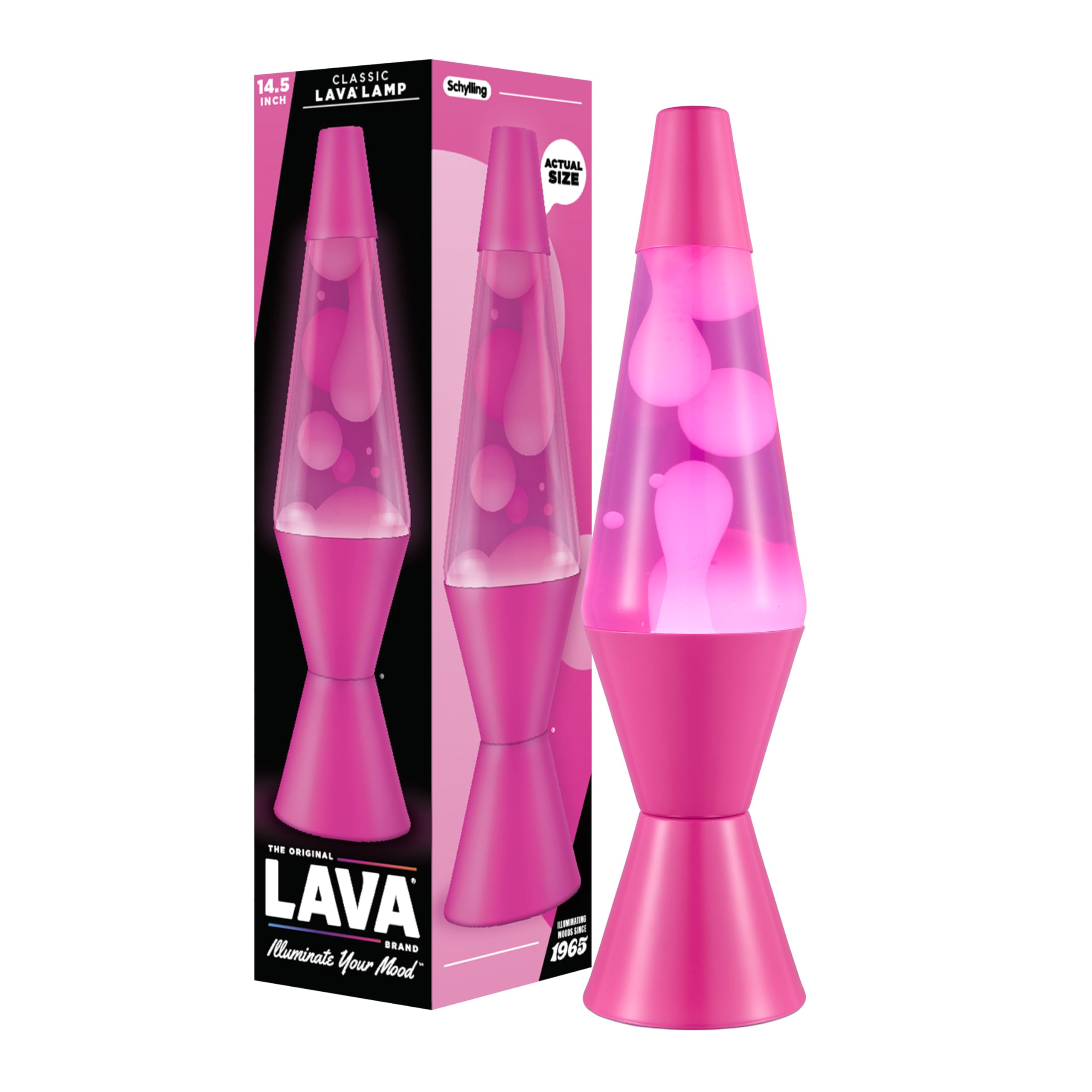 Lava The Original Lamp - New 14.5" Wild Pink – Classic Liquid Motion Lamp - White Wax and Pink Liqui