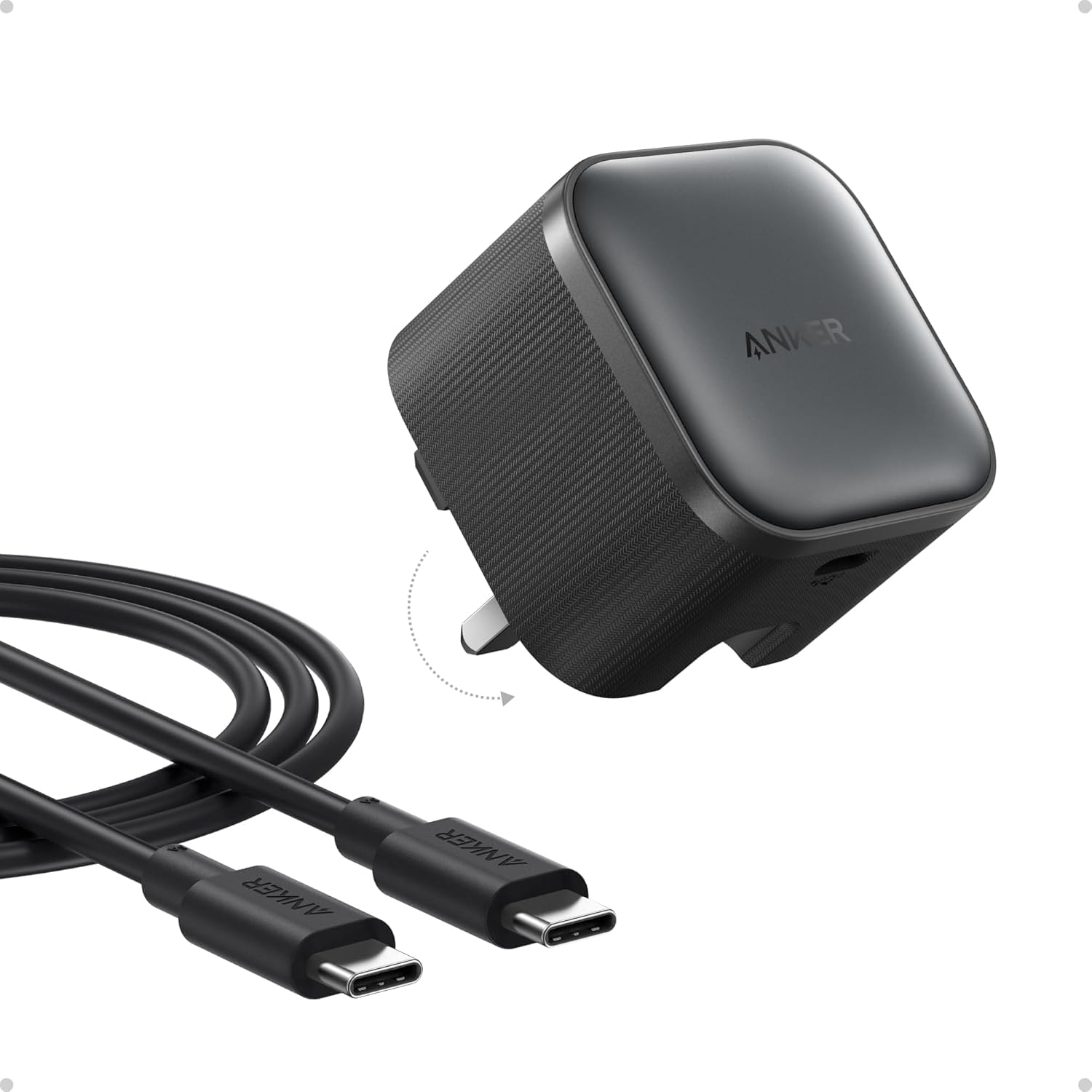 شاحن انكر نانو 45 واط بمنفذ نوع C سريع الشحن، شاحن مضغوط وقابل للطي، شاحن بمنفذ USB-C لسامسونج جالاك