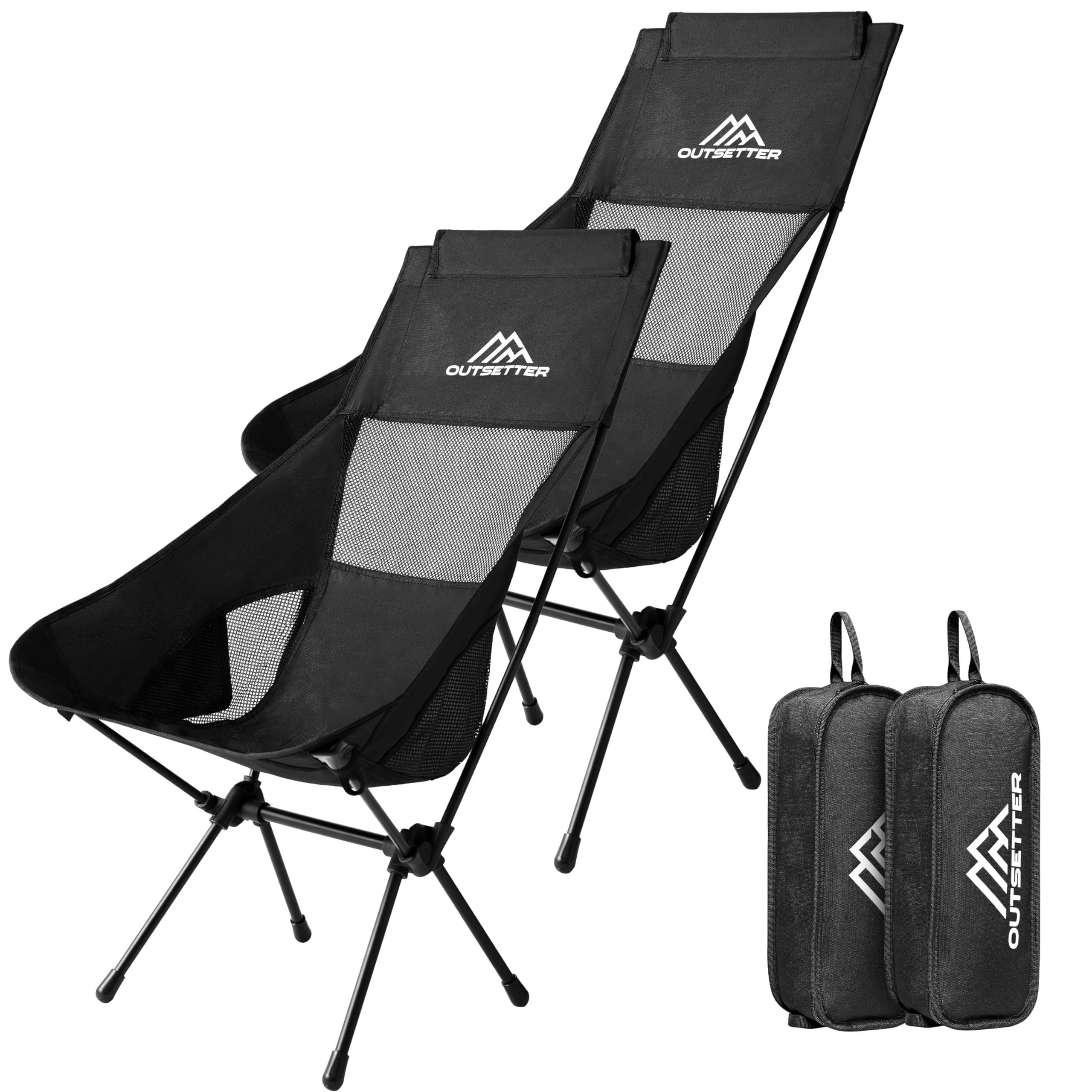 Set of 2 Lightweight Folding Camping Chair Compact Portable Ultralight Fishing Chairs for Adults Kids Small Camp Beach C