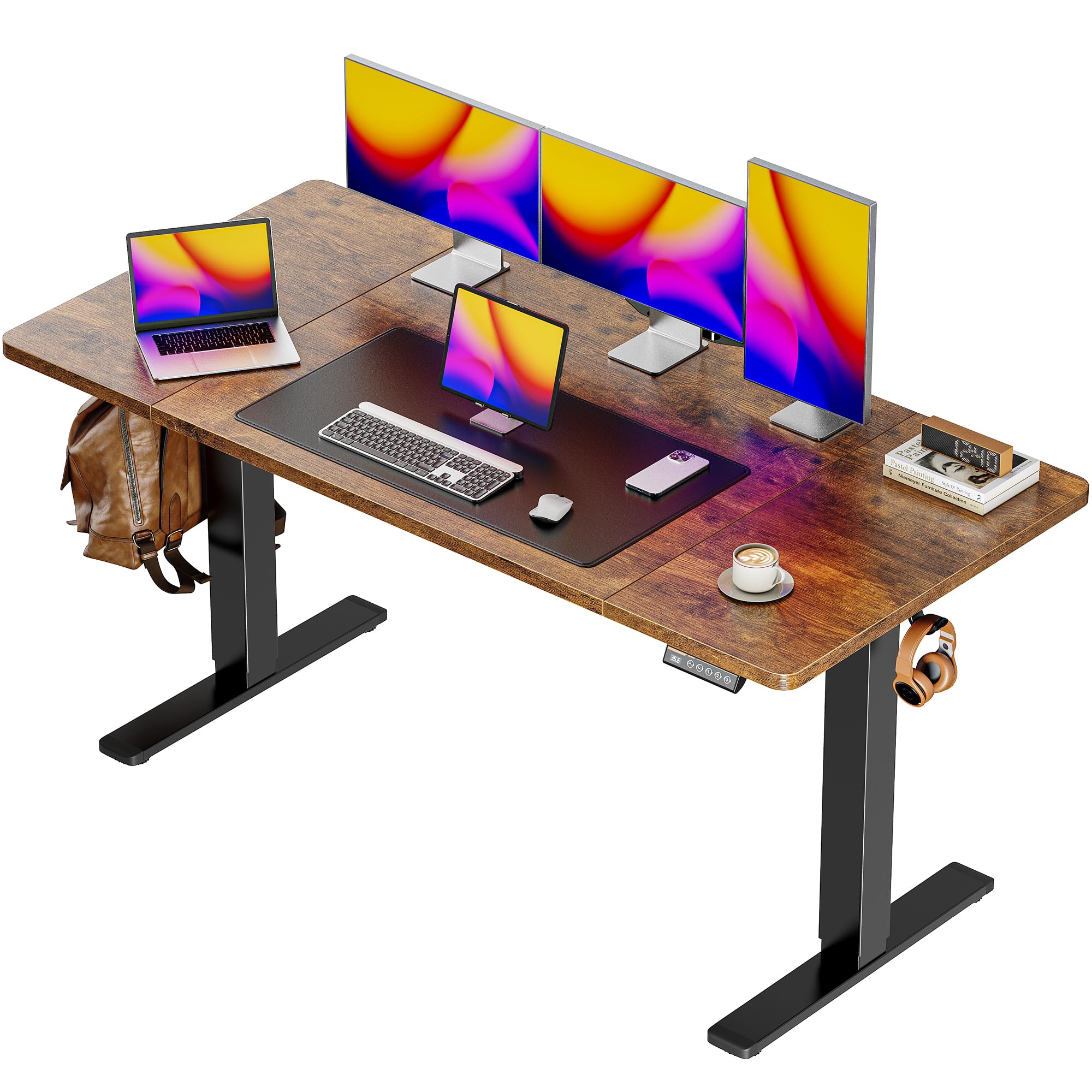 Huuger 55 x 28 Large Electric Standing Desk, Height Adjustable Computer Desk, 27.6" Deep Desktop, St