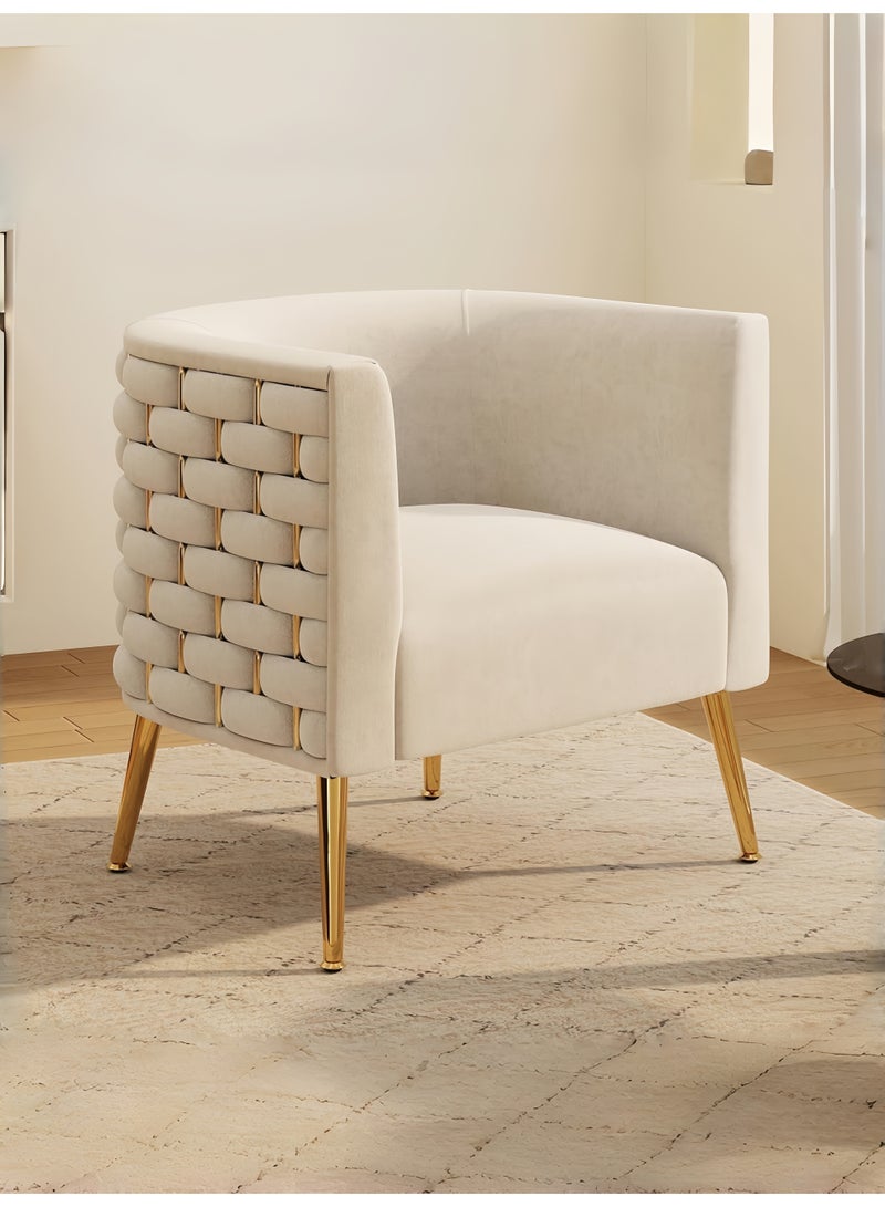 SEYNAR Modern Velvet Accent Chair, Tufted Barrel Armchair for Living Room & Bedroom