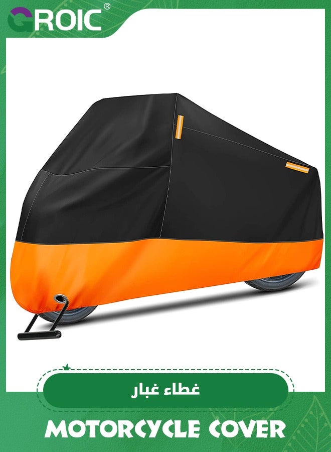 GROIC Motorcycle Cover, All Season Durable Waterproof Outdoor Protection Scooter Cover,Reflective Tape Lock-Holes Motorc