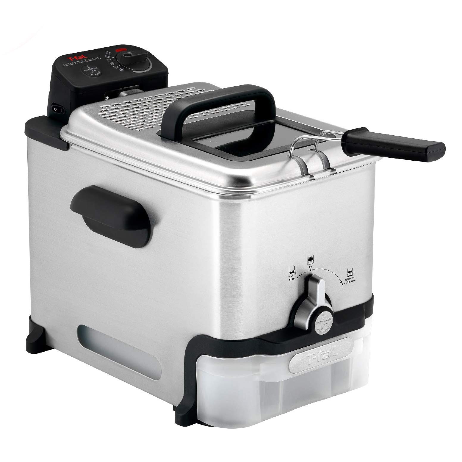 T-fal 3.5L Stainless Steel Deep Fryer with Basket for Home Use, 1700W, Deep Fryer with Oil Filtration, Temp Control, Dig