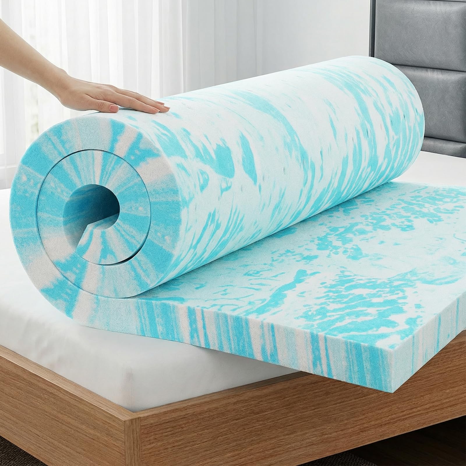 OLIXIS 2 Inch Full Size Gel Infused Memory Foam Mattress Topper, a Soft Breathable Cooling Bed Pad, 