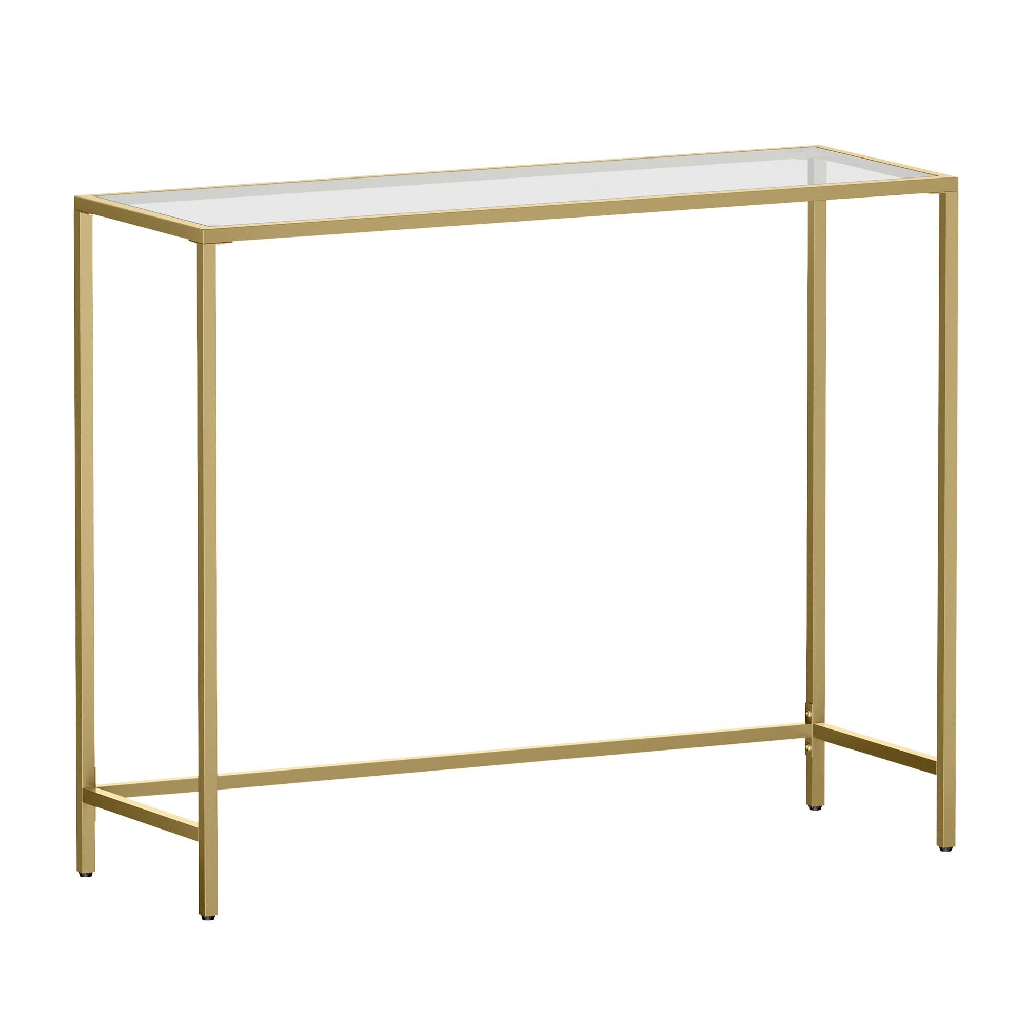 VASAGLE Console Table, Tempered Glass Table Top, Metal Frame, Heavy Duty, Adjustable Legs, for Living Room, Entryway, Ha