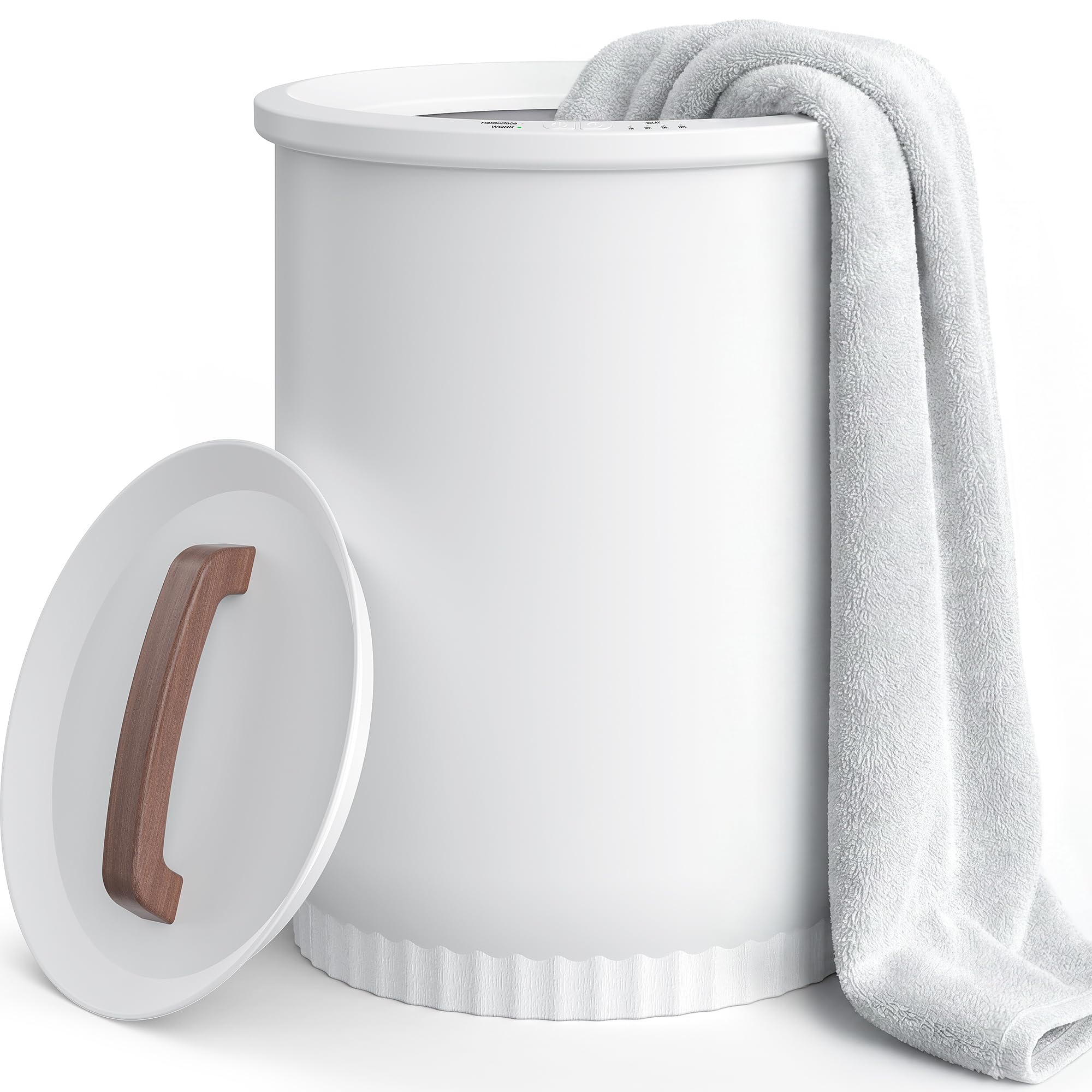 Asuka Towel Warmer, Large Towel Warmer for Bathroom with Wood Handle, 4 Delay Settings&Auto Shut Off