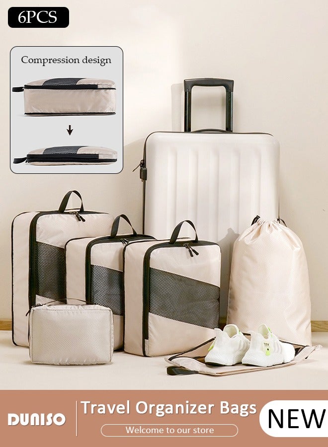 DUNISO 6 Piece Travel Organizer Bags for Luggage, Waterproof and Durable Travel Bags, Packing Cubes for Travel, Compress