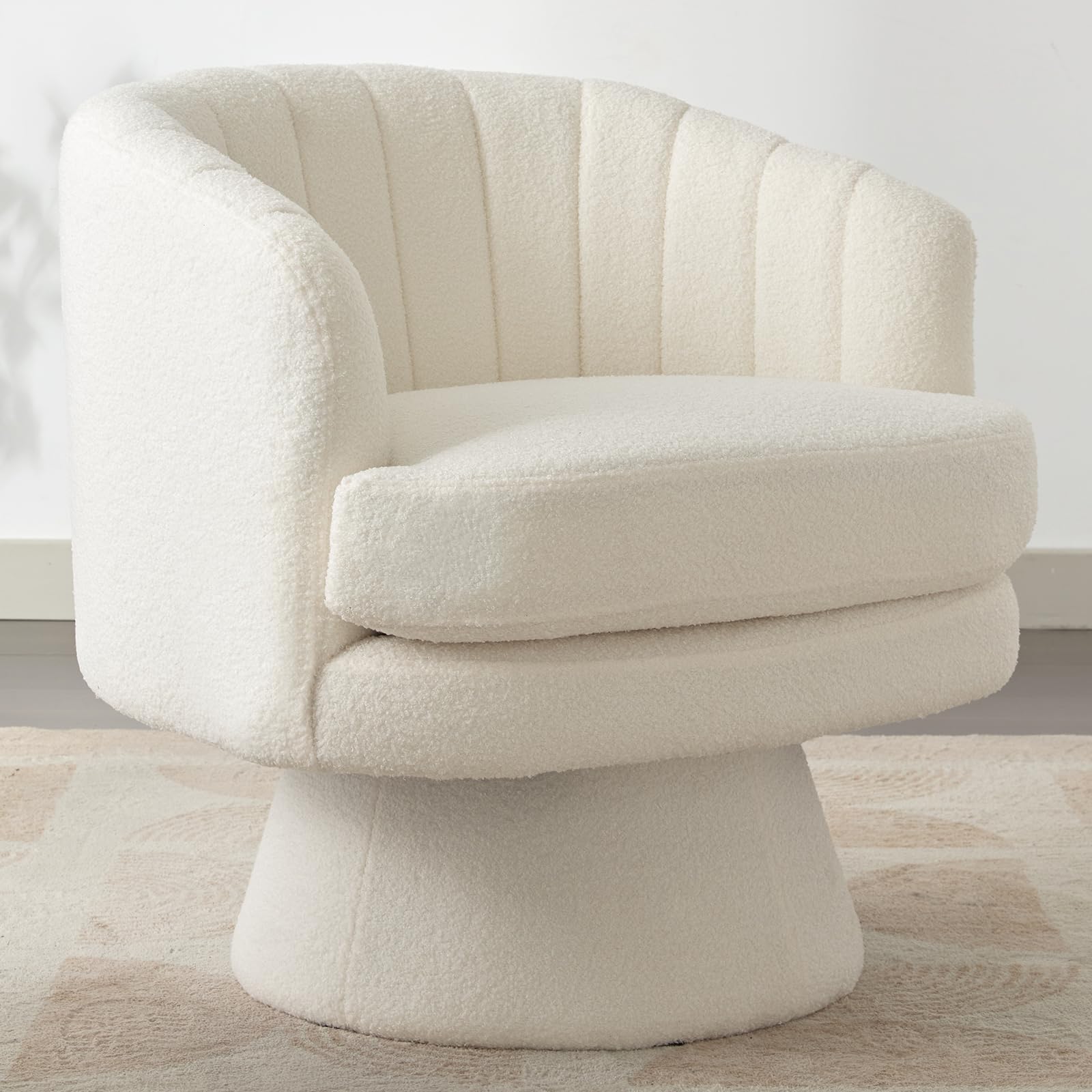 CANMOV Swivel Accent Chair with Armrest, Modern 360 Degree Swivel Barrel Chair with Curve Back and Soft Cushion,Comfy Ro