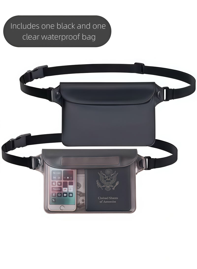 Panda Sports 2 Pack Waterproof Pouch, Screen Touch Sensitive Waterproof Dry Bag with Adjustable Waist Strap Fanny Pack f