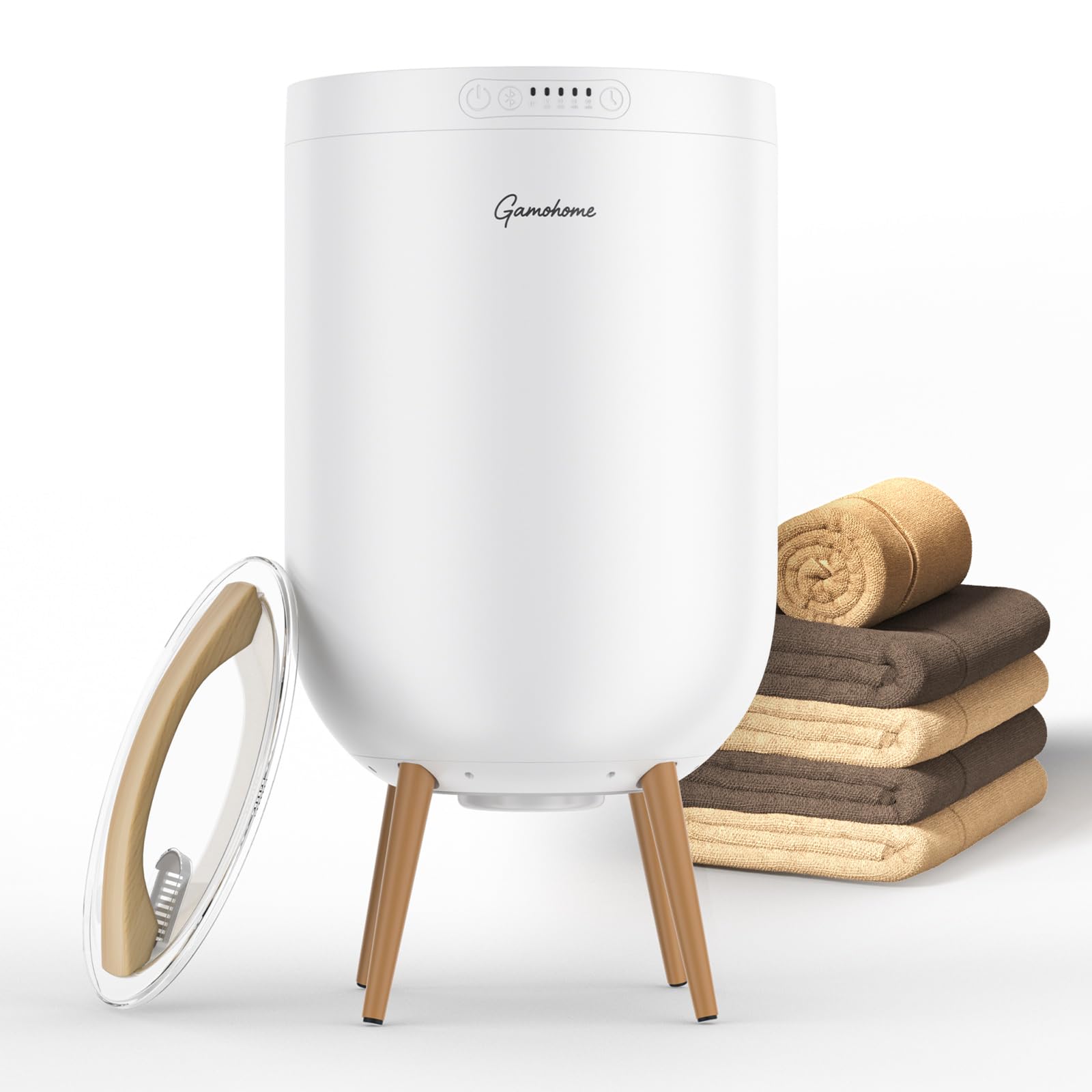 Towel Warmer Luxury Heated Bucket – Bluetooth Speaker, Ambient Light & Auto Shut Off – Fits Two 40"x