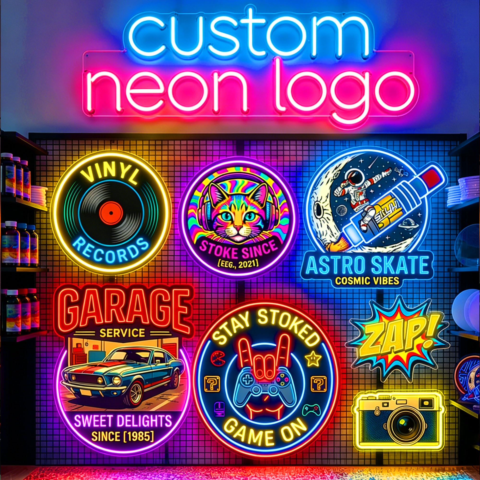 OPBYWE Custom Business Logo Neon Signs, Personalized LED Light Sign with Image Upload for Storefront, Office, Salon & Ba