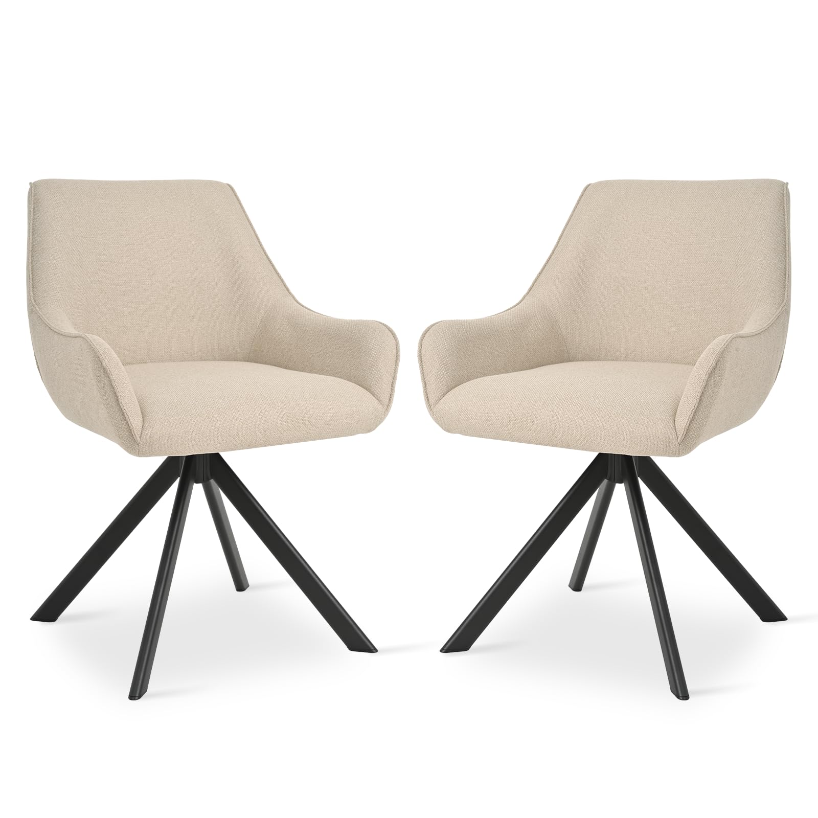 Swivel Dining Chairs Set of 2 with Armrests,360° Swivel Upholstered Chairs,Modern Linen Rotary Chair,Kitchen Chair with 