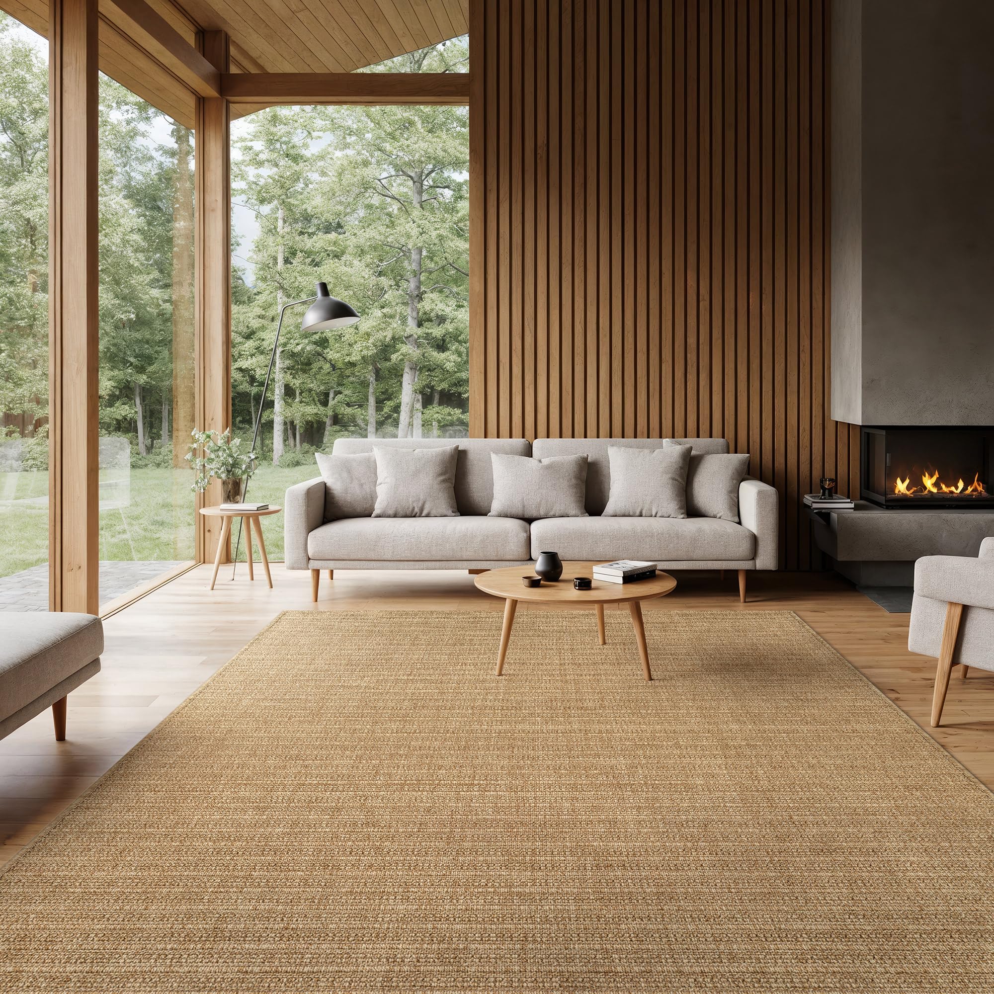 Washable Easy Jute Rug 9x12 Indoor Outdoor Rug Striped Fiber Rug Area Rug Boho Easy Clean Inside Car