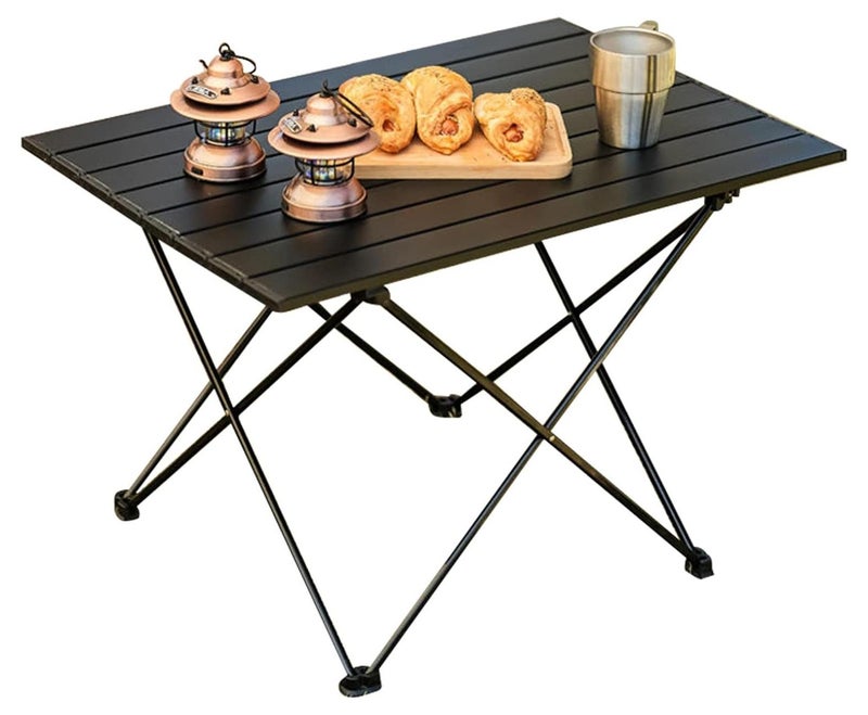 ELFSA Folding Camping Table,Ultralight Camp Portable Table with Roll up Aluminum Alloy Table Top & S