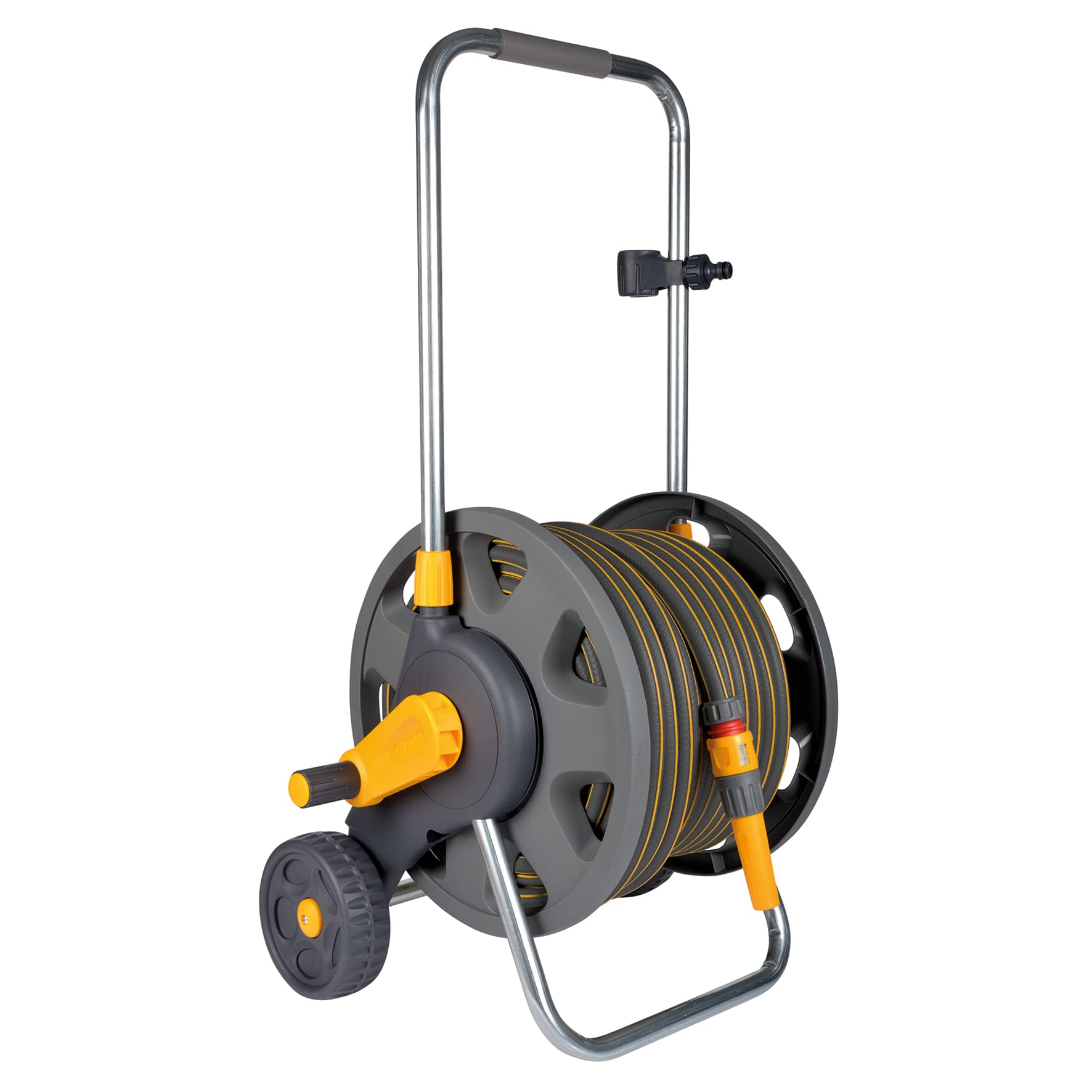 HOZELOCK - Cart Plus 50m of Ultramax hose (12.5 mm): Max Capacity 60m, Rewind Handle, Sturdy Frame f