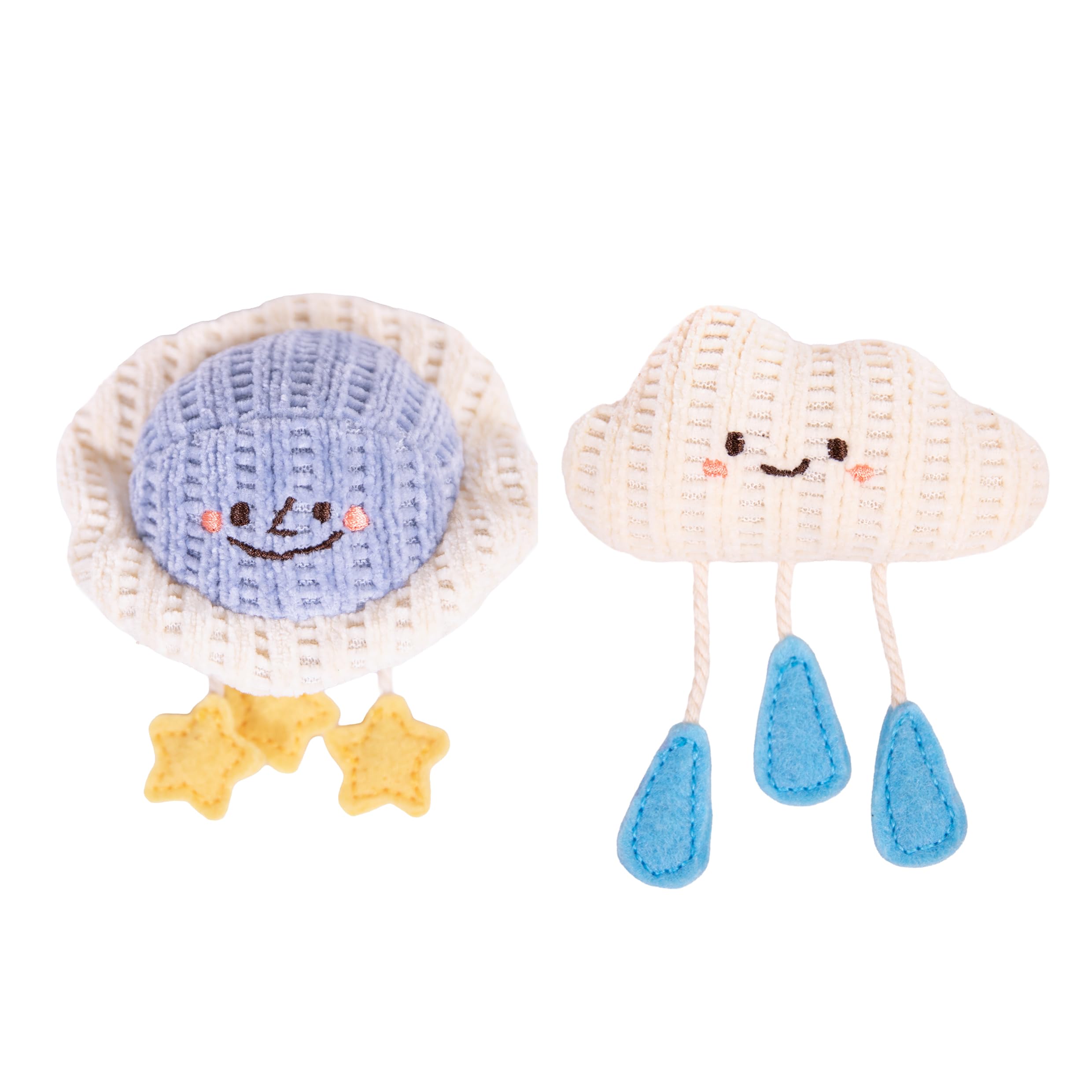 Rosewood Knitted Clara Cloud & Pippa Planet Cat Toy Duo with Catnip – Soft Plush Interactive Crinkle & Rattle Toys for C