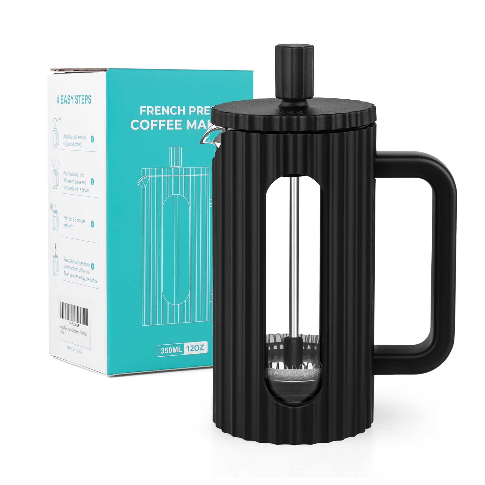 Sivaphe French Press Coffee Maker Cafetiere 350ml/12oz French Press Caffettiera Brewer Tea Maker with Heat Resistant Bor
