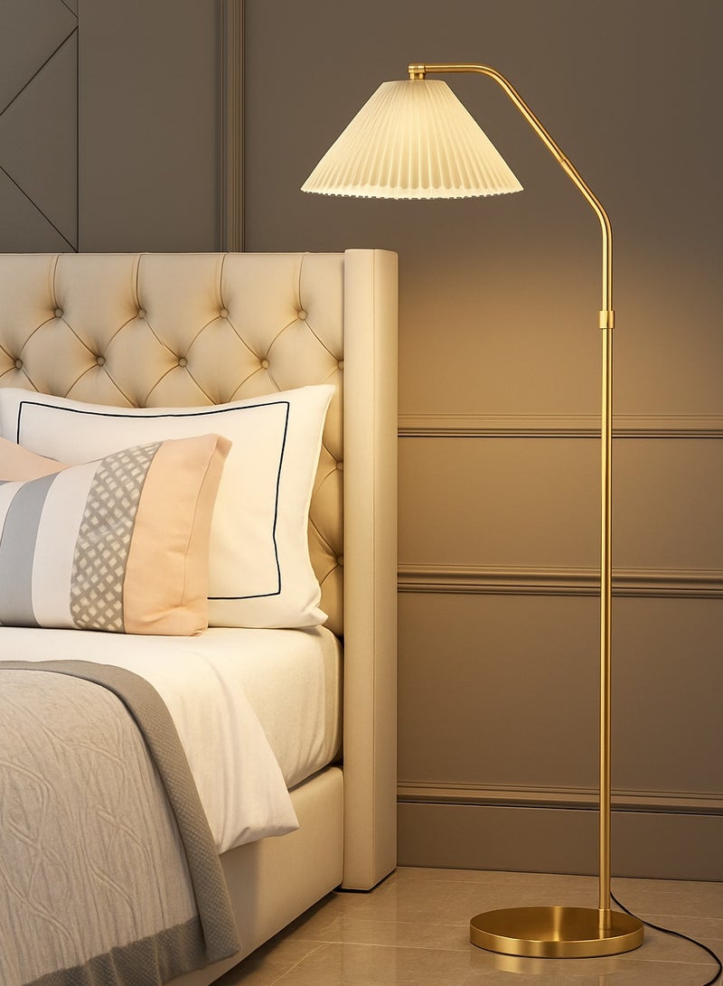 Fullight Modern Gold Floor Lamp with Pleated Fabric Shade, App & Remote Control, 3-Level Dimming, E2