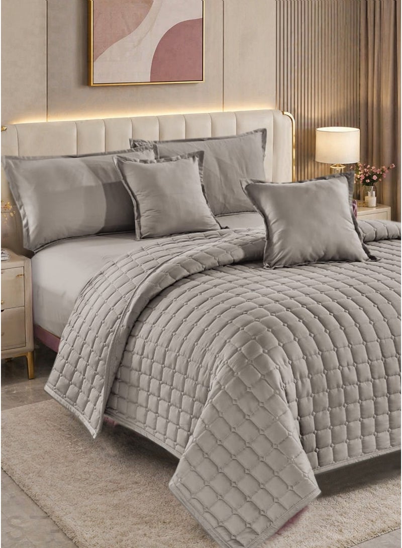 Moon King Size Summer Quilted Bedspread Set | 6 Pieces | Luxury Padded Comforter 230×250 cm | Fitted