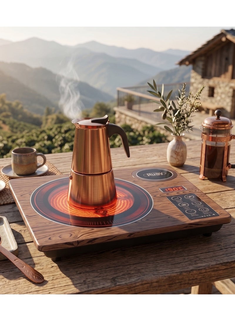 Ruay RA4 Electric Hob: Infrared electric cooker with digital display, touch-sensitive power level control, suitable for 