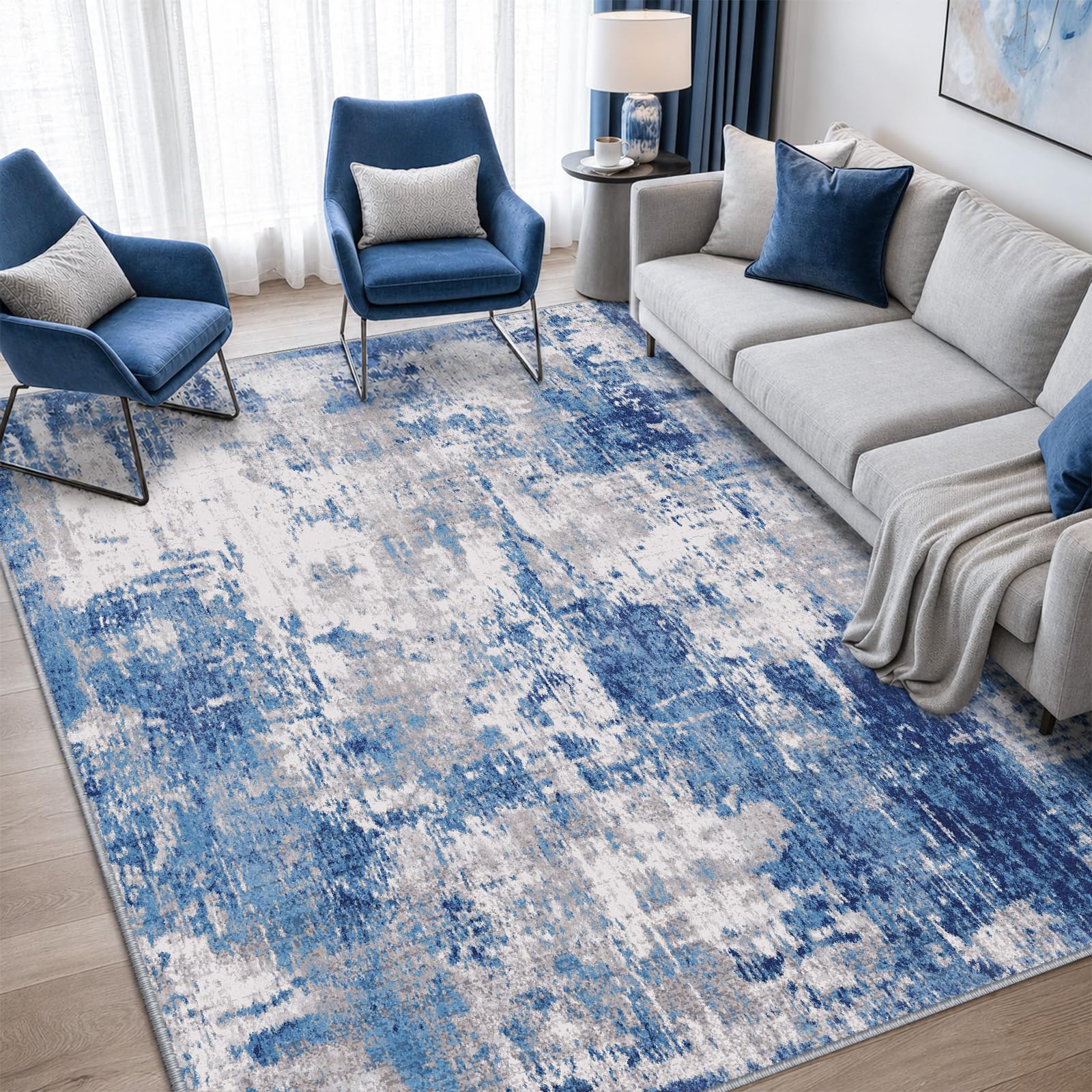 RELEANY Washable Area Rugs 5'x7' Non-Slip Modern Abstract Soft for Living Room Entryway Bedroom Kitc