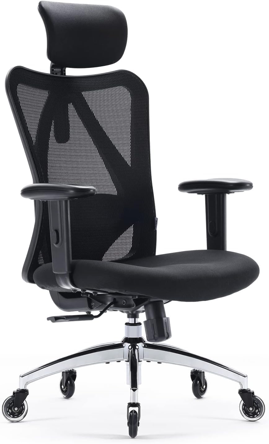 SIHOO M18 Office Chair Ergonomic Desk Chair, Breathable Mesh Design High Back Computer Chair, Adjustable Headrest and Lu