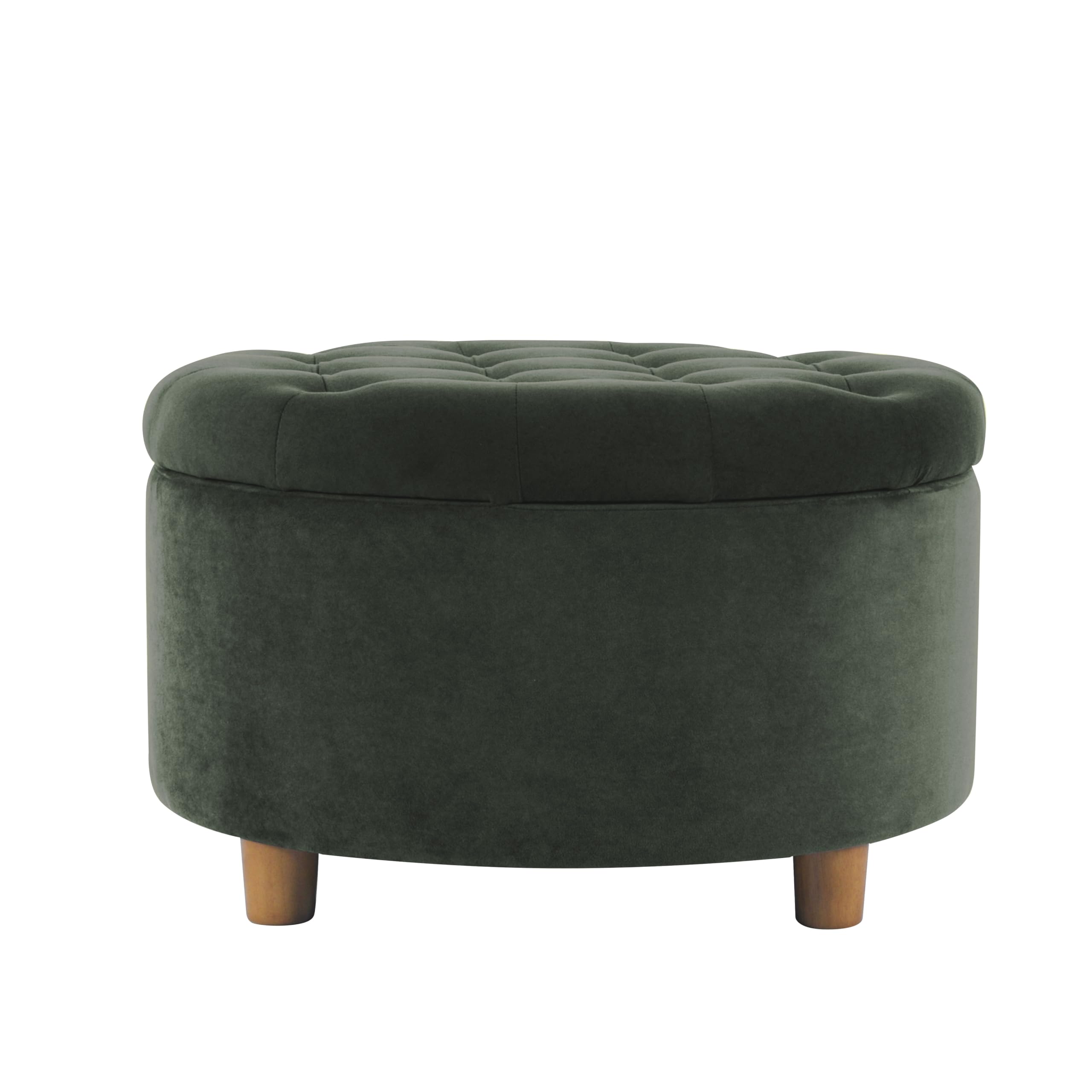 HomePop Home Decor | Large Button Tufted Velvet Round Storage Ottoman | Ottoman with Storage for Living Room & Bedroom, 